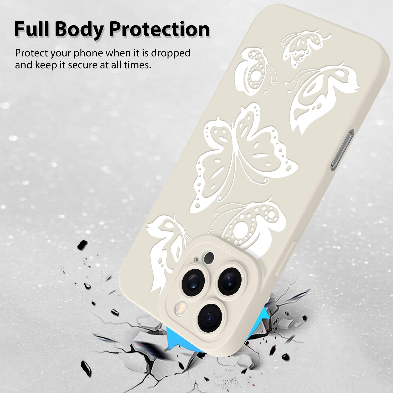 Foto 2 | Funda De Teléfono Mzelq Para Iphone 16 Pro De Silicona Con Forma De Mariposa Blanca - Venta Internacional.