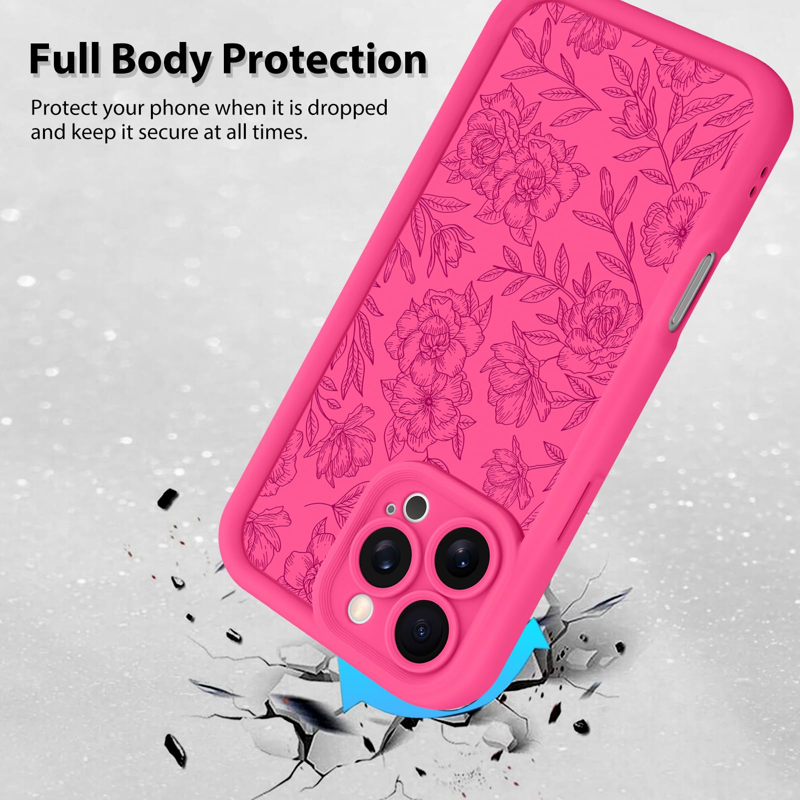 Foto 2 | Funda De Teléfono Mzelq Para Iphone 16 Pro De Silicona Con Estampado Floral Rosa Intenso - Venta Internacional.
