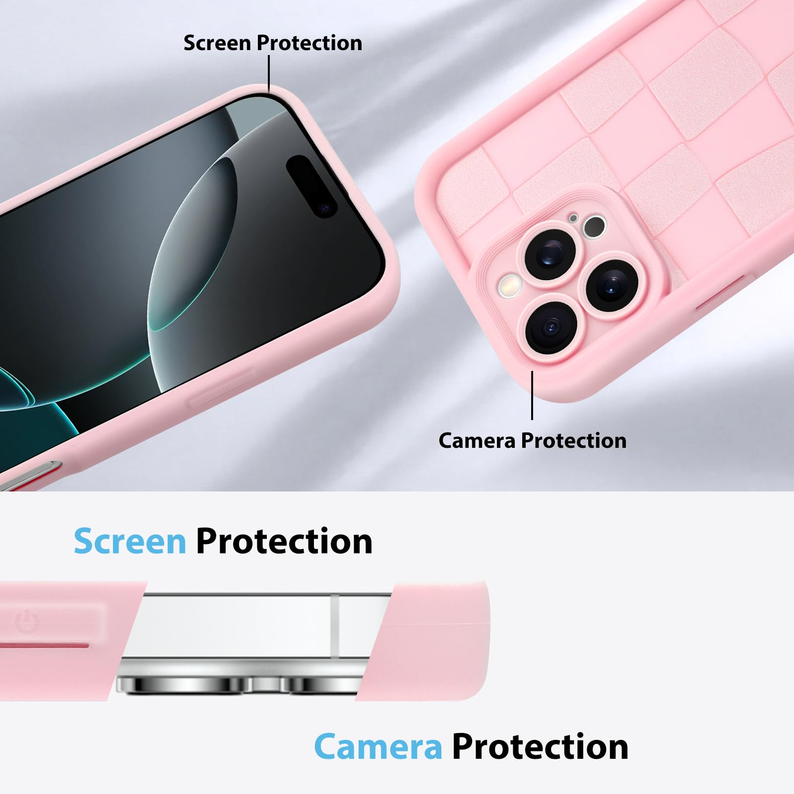 Foto 6 pulgar | Funda De Teléfono Kanghar Compatible Con Iphone 16 Pro De Silicona Rosa - Venta Internacional.