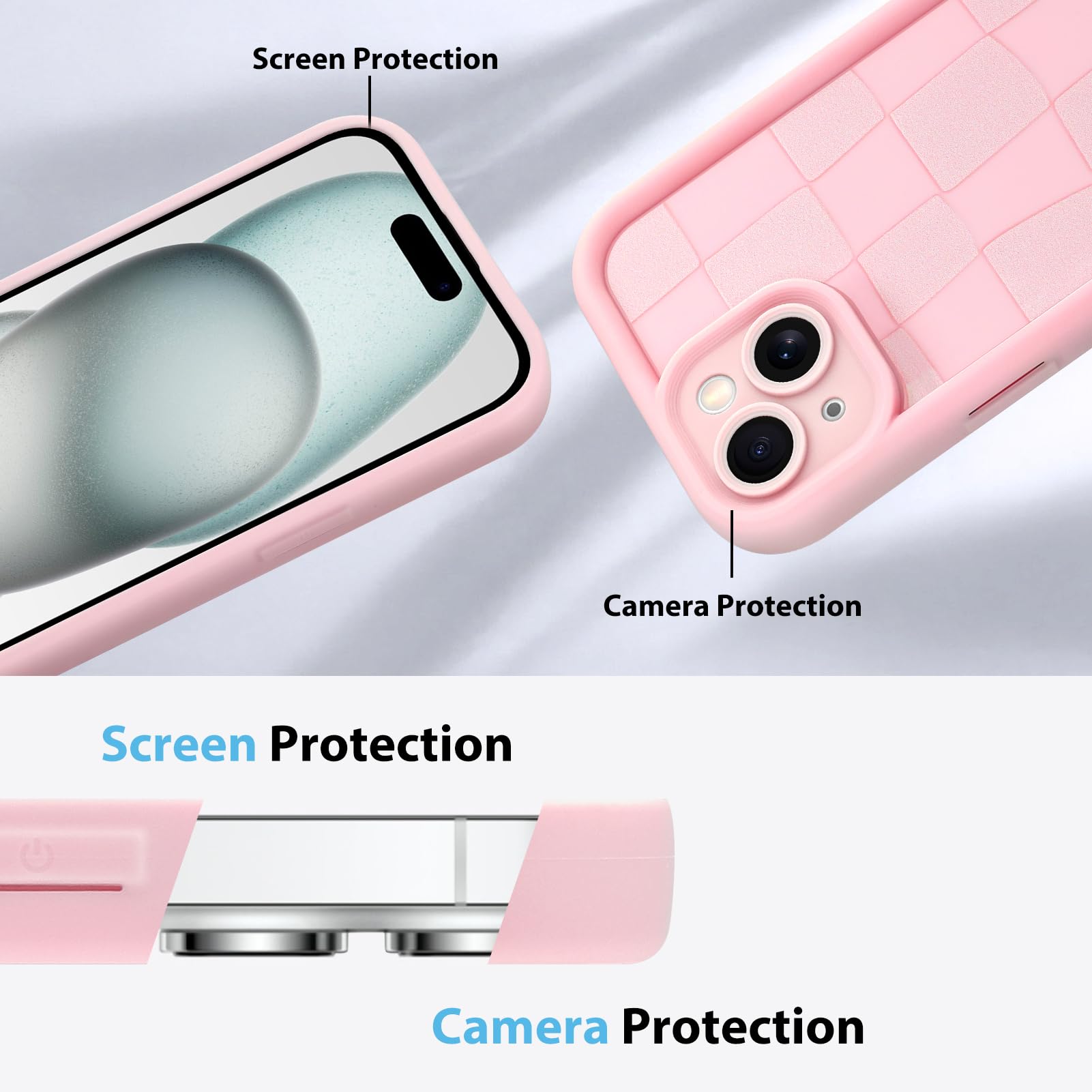 Foto 6 pulgar | Funda De Teléfono Kanghar Compatible Con Iphone 15 Plus De Silicona Rosa - Venta Internacional.