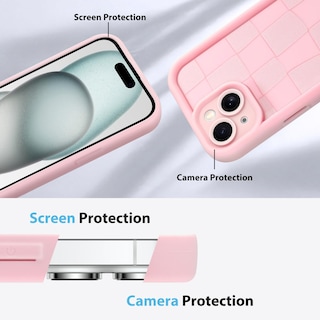 Foto 5 | Funda De Teléfono Kanghar Compatible Con Iphone 15 Plus De Silicona Rosa - Venta Internacional.