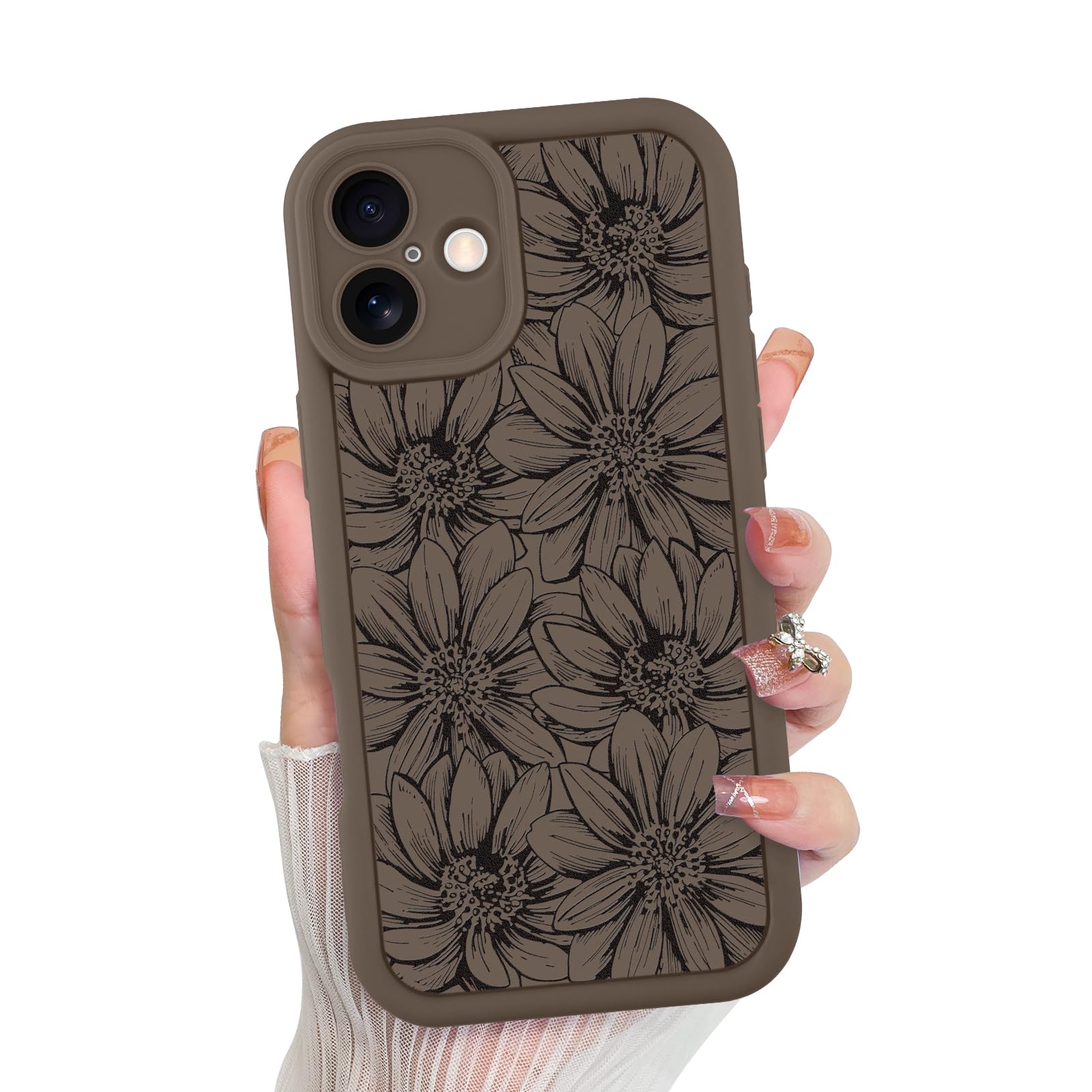 Foto 2 pulgar | Funda De Teléfono Mzelq Para Iphone 16 De Silicona Con Diseño Floral De Girasol - Venta Internacional.