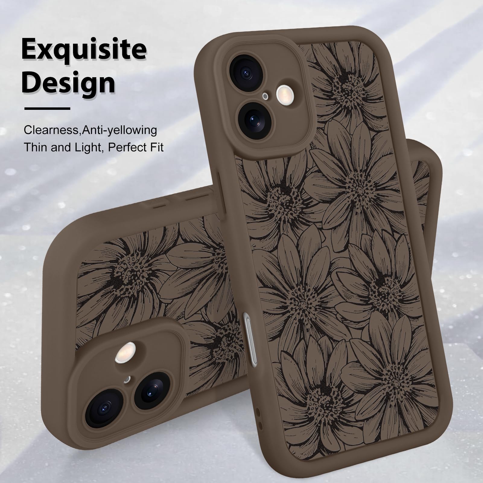 Foto 4 pulgar | Funda De Teléfono Mzelq Para Iphone 16 De Silicona Con Diseño Floral De Girasol - Venta Internacional.