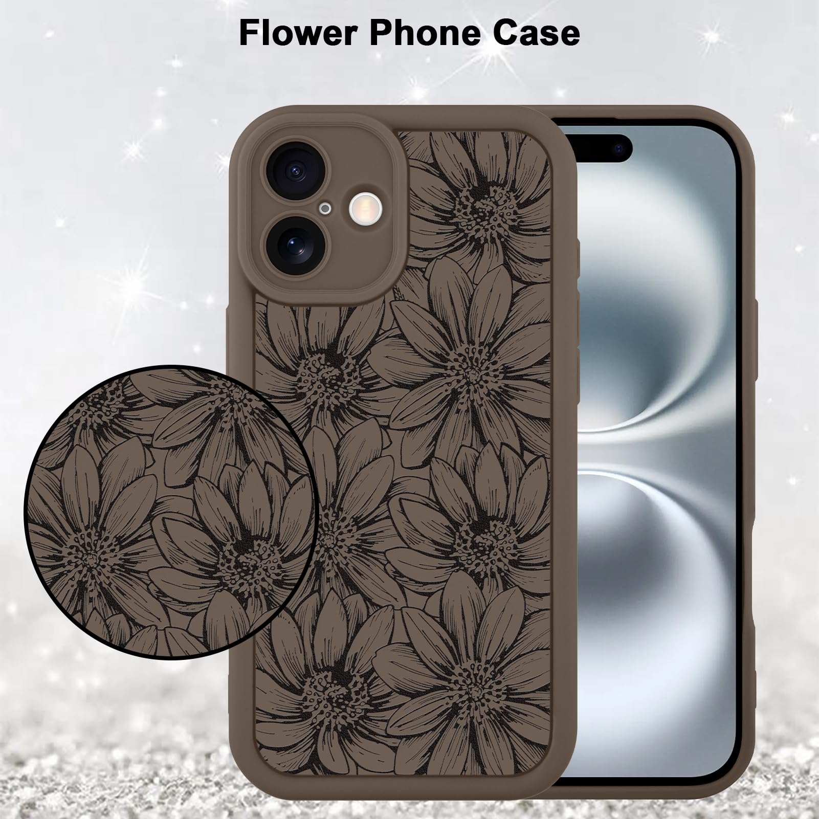 Foto 6 pulgar | Funda De Teléfono Mzelq Para Iphone 16 De Silicona Con Diseño Floral De Girasol - Venta Internacional.