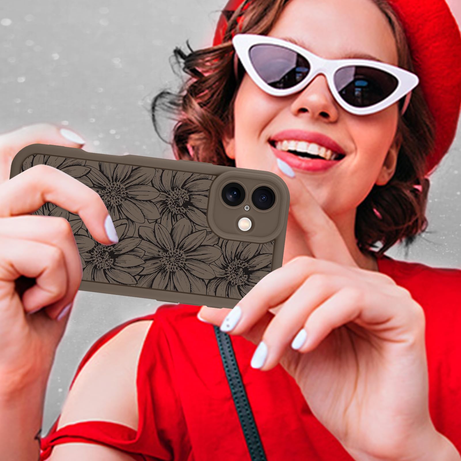 Foto 7 pulgar | Funda De Teléfono Mzelq Para Iphone 16 De Silicona Con Diseño Floral De Girasol - Venta Internacional.