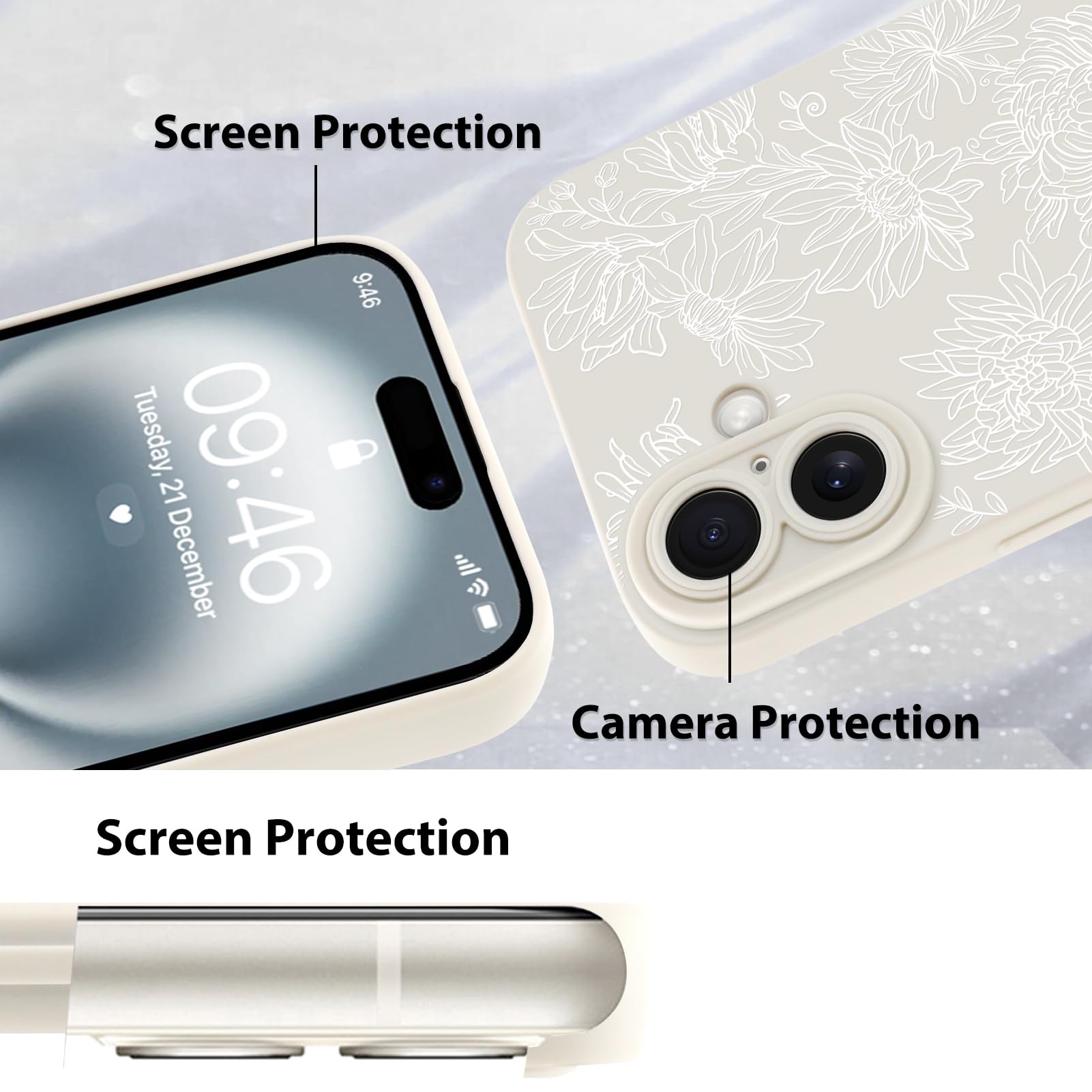 Foto 5 pulgar | Funda De Teléfono Mzelq Para Iphone 16, Silicona, Diseño Floral Y Girasol - Venta Internacional.