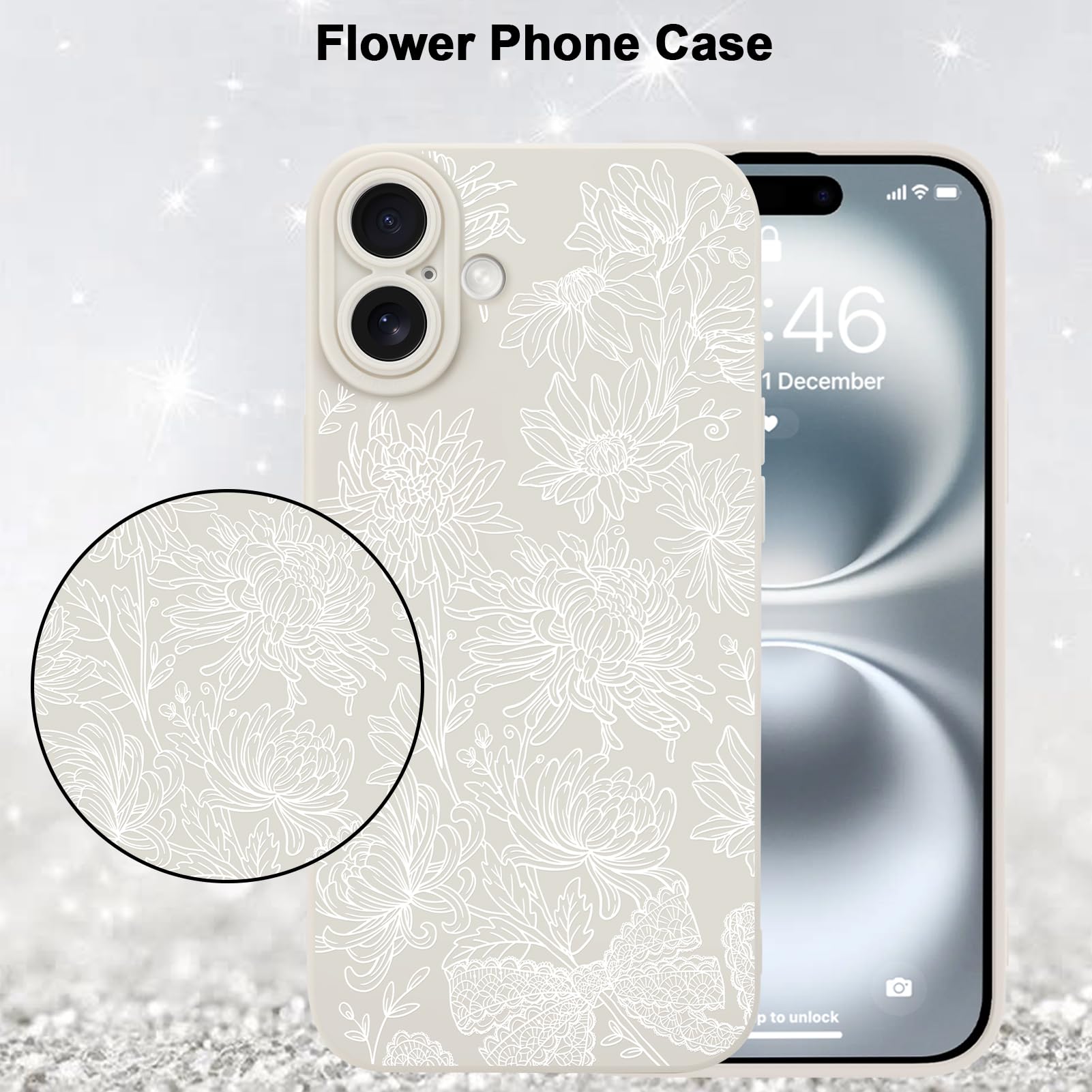 Foto 6 pulgar | Funda De Teléfono Mzelq Para Iphone 16, Silicona, Diseño Floral Y Girasol - Venta Internacional.
