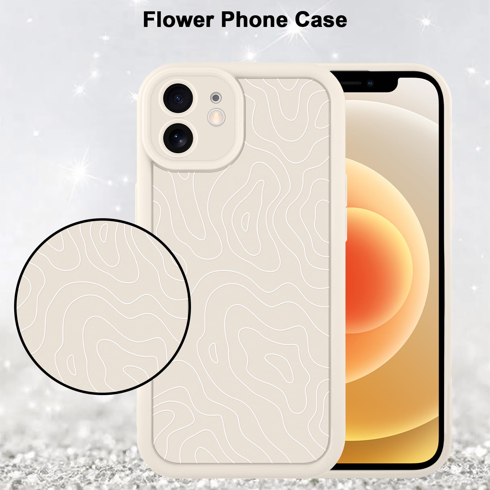 Foto 6 pulgar | Funda De Teléfono Mzelq Para Iphone 12 Silicone Wave Ripple White - Venta Internacional.