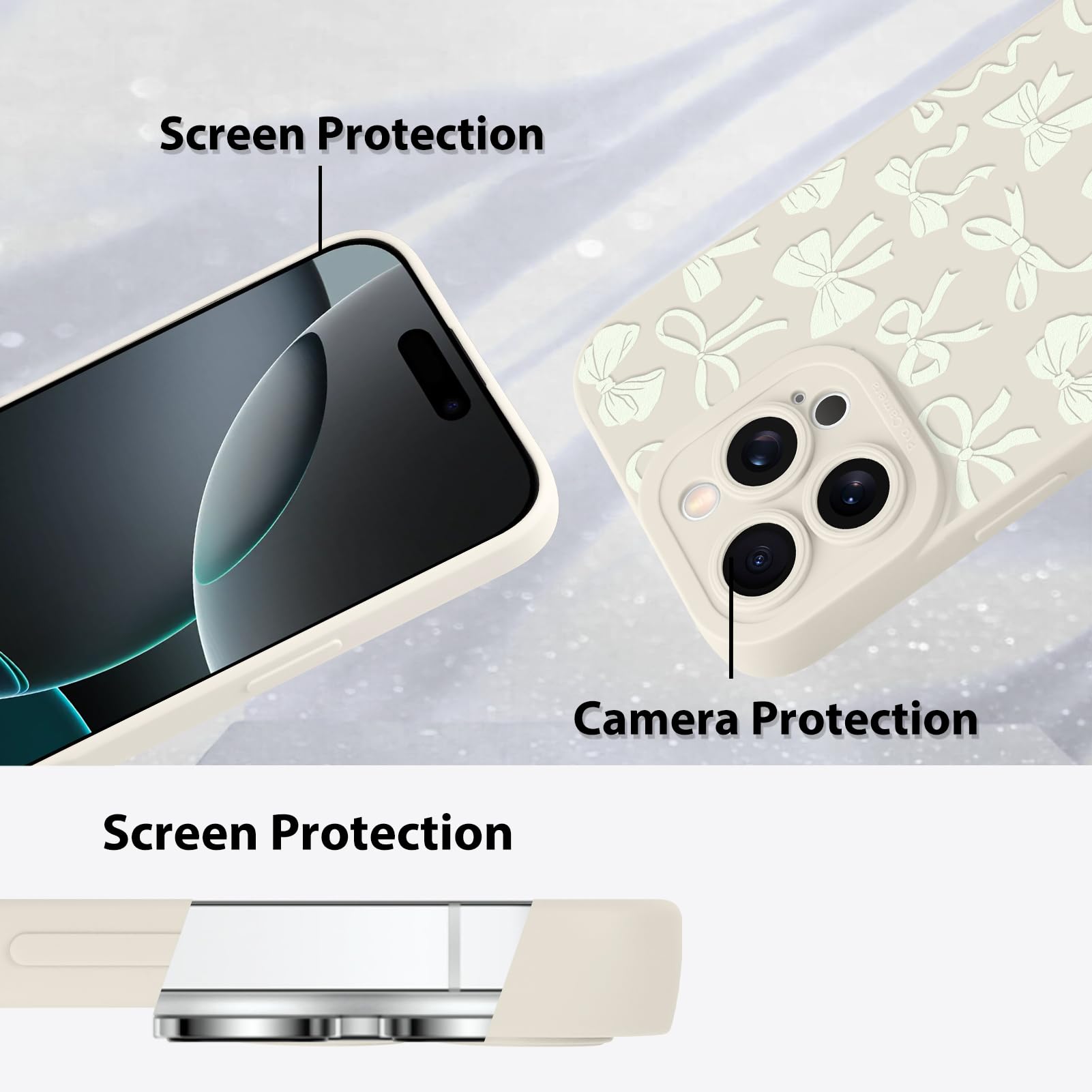 Foto 5 pulgar | Funda De Teléfono Mzelq Para Iphone 16 Pro Max De Silicona Blanca - Venta Internacional.