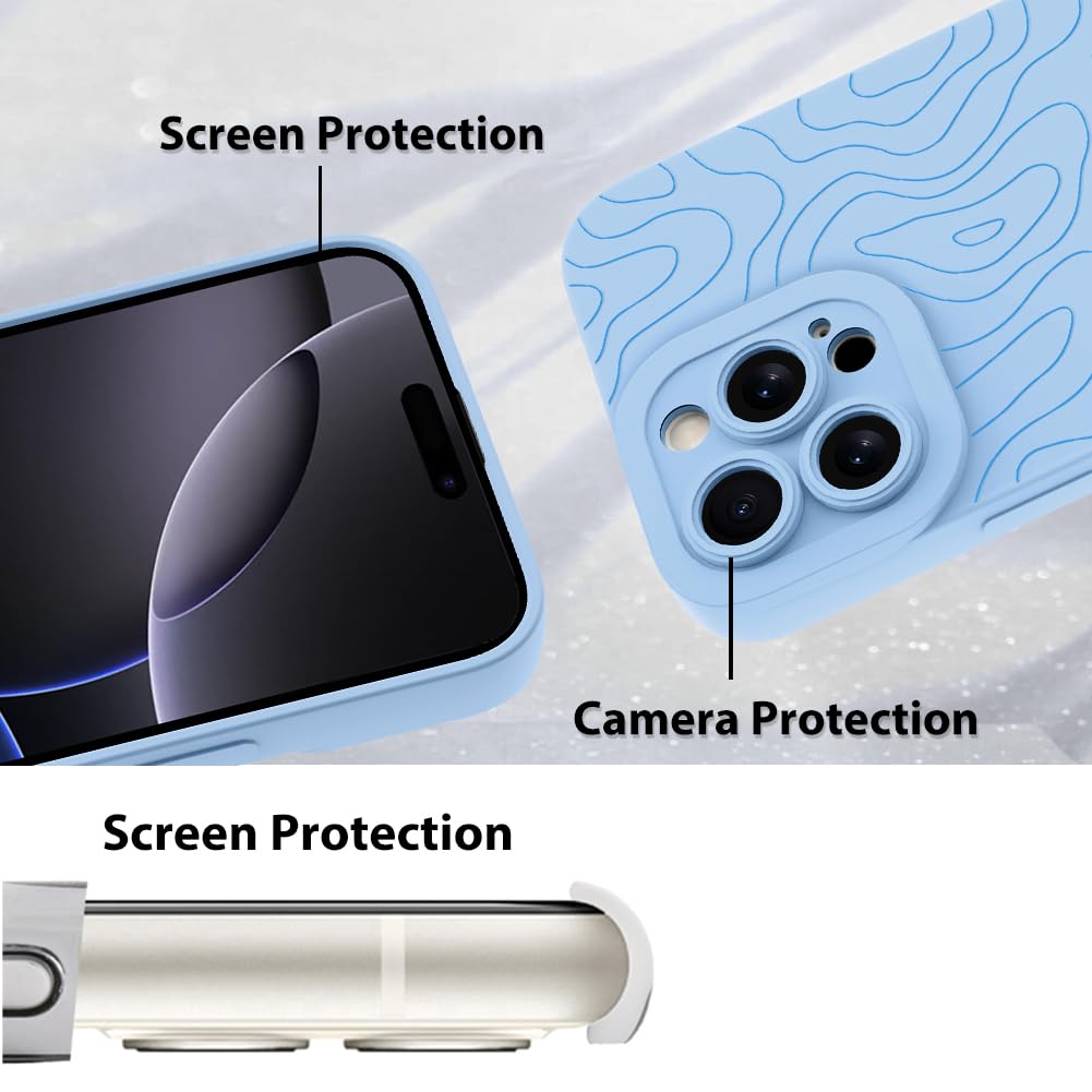 Foto 5 pulgar | Funda De Teléfono Mzelq Para Iphone 16 Pro Silicone Wave Ripple Blue - Venta Internacional.
