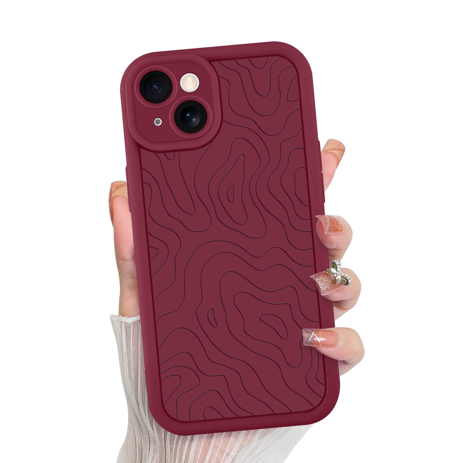 Foto 1 | Funda De Teléfono Mzelq Para Iphone 15 Silicone Wave Ripple Red - Venta Internacional.