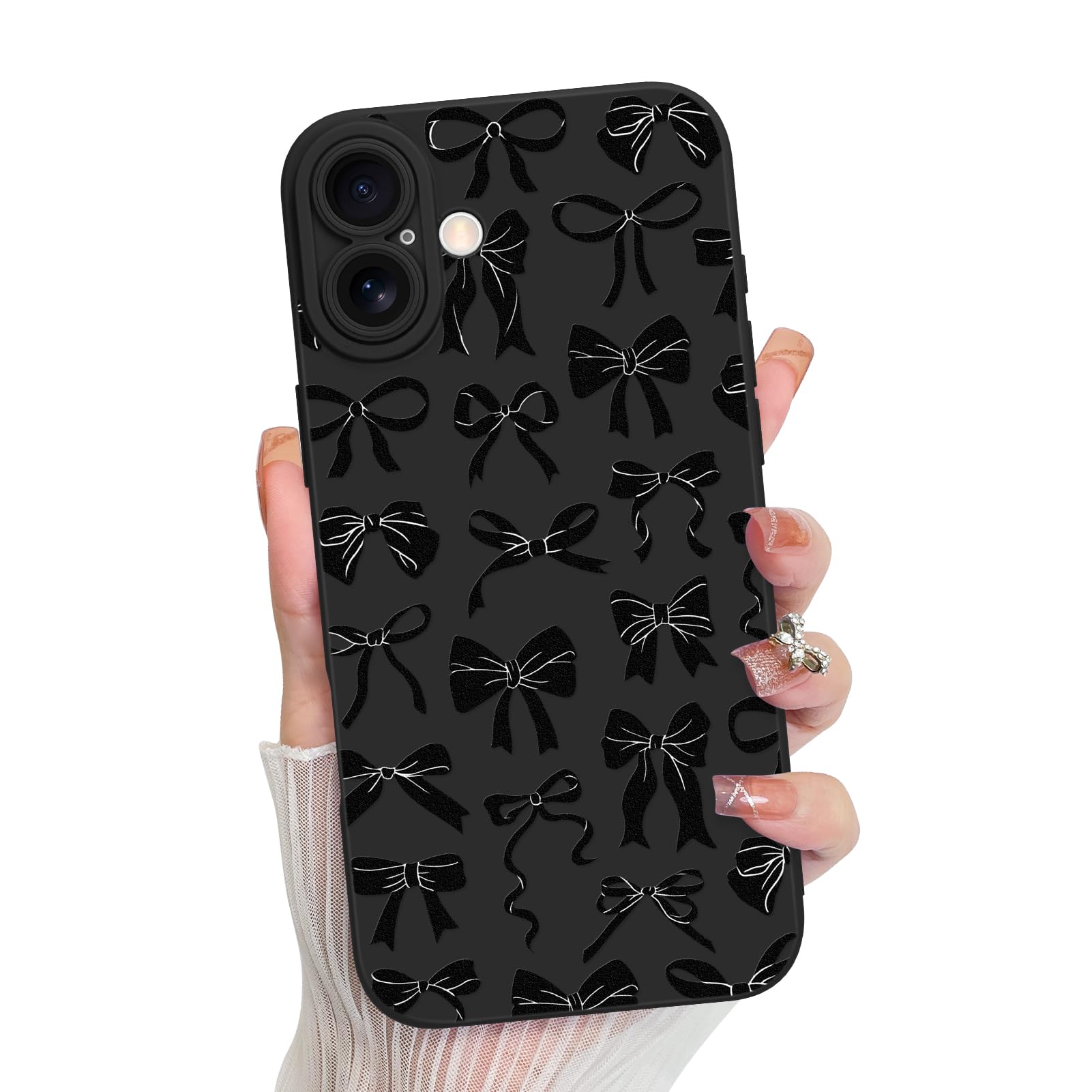 Foto 2 pulgar | Funda Mzelq Para Iphone 16 Con Diseño De Lazo De Silicona, Color Negro - Venta Internacional.