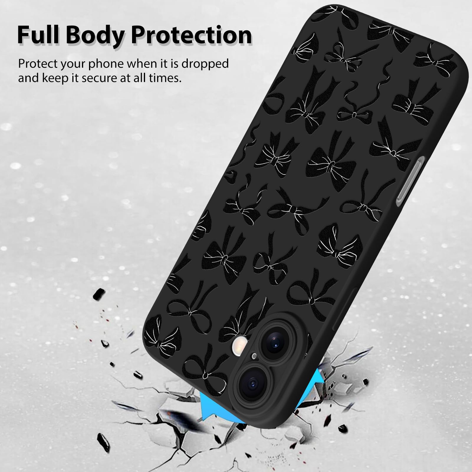 Foto 3 pulgar | Funda Mzelq Para Iphone 16 Con Diseño De Lazo De Silicona, Color Negro - Venta Internacional.