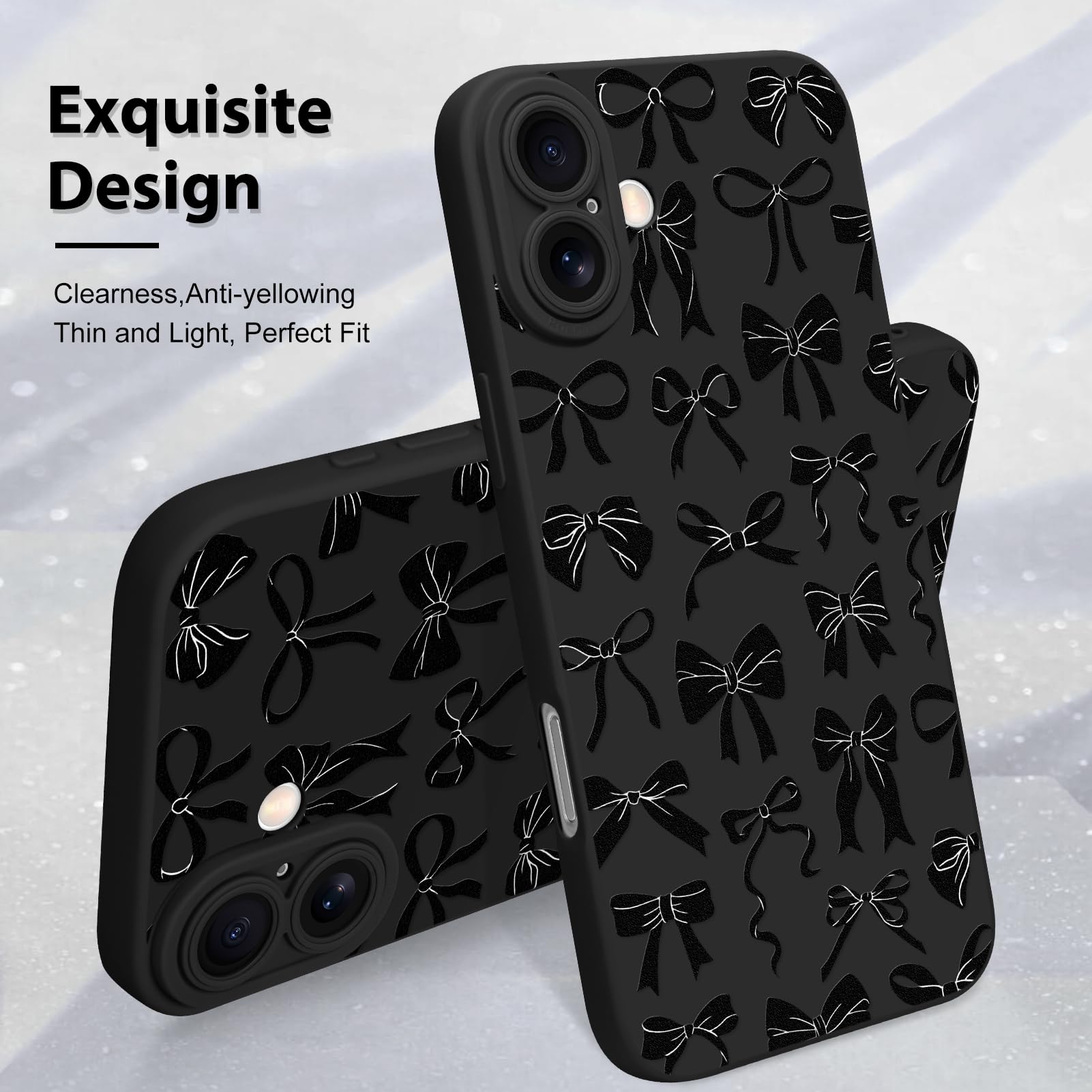 Foto 4 pulgar | Funda Mzelq Para Iphone 16 Con Diseño De Lazo De Silicona, Color Negro - Venta Internacional.
