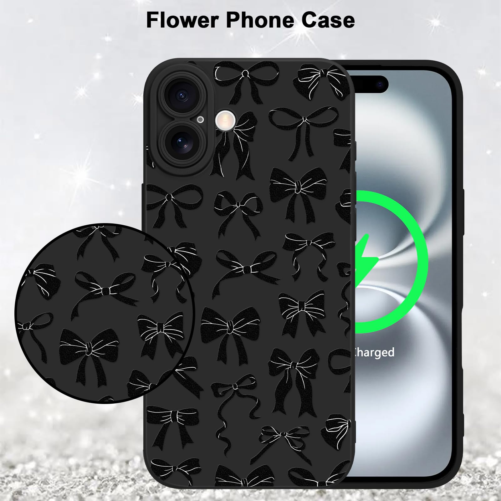Foto 6 pulgar | Funda Mzelq Para Iphone 16 Con Diseño De Lazo De Silicona, Color Negro - Venta Internacional.