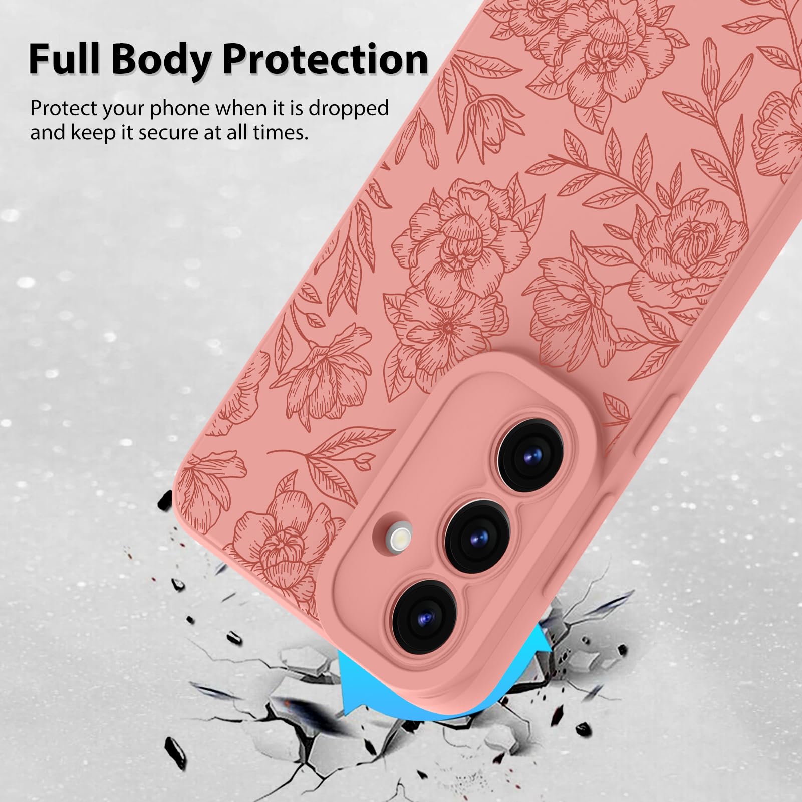 Foto 3 pulgar | Funda De Teléfono Mzelq Con Flores Florales De Silicona Para Samsung S25 Plus - Venta Internacional.