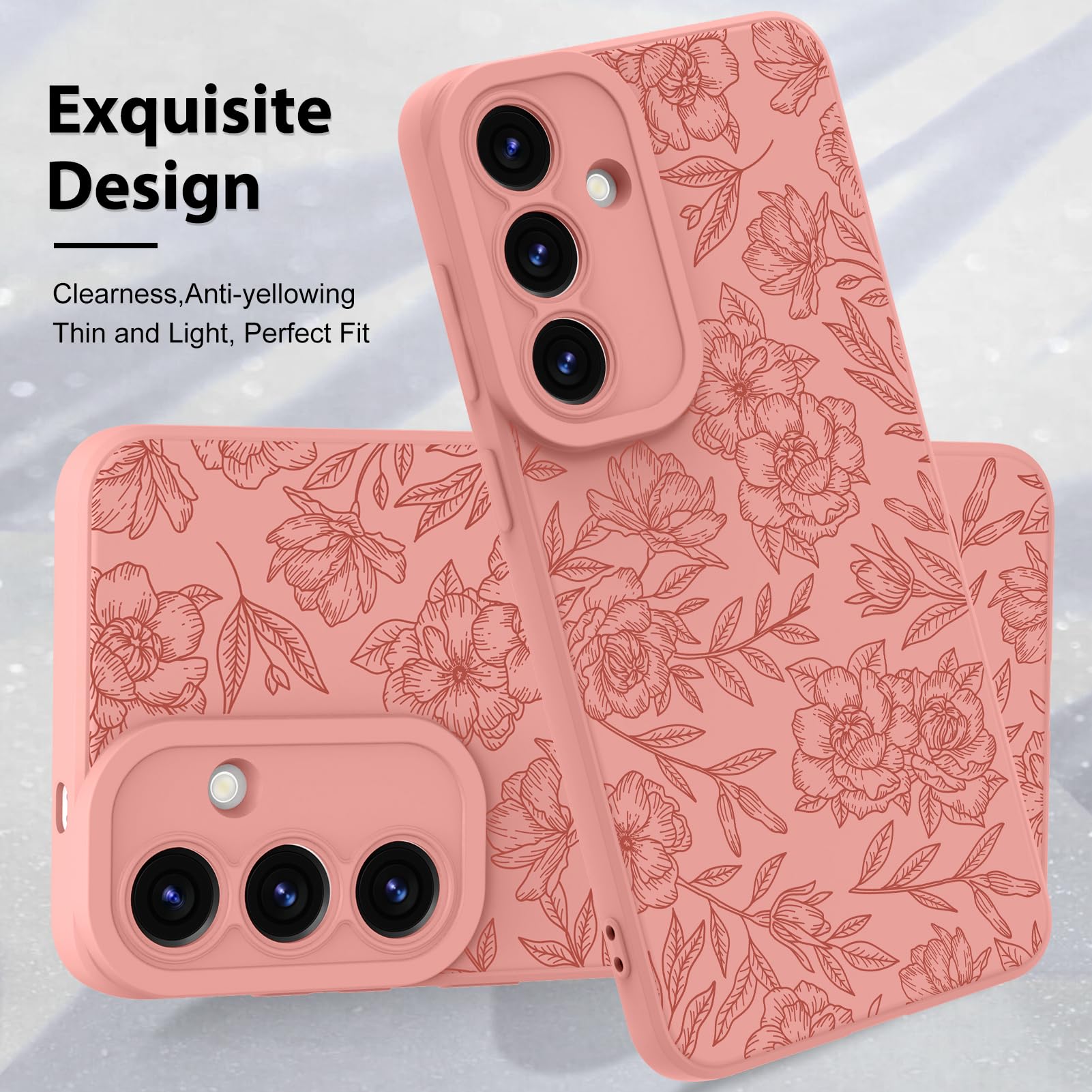 Foto 4 pulgar | Funda De Teléfono Mzelq Con Flores Florales De Silicona Para Samsung S25 Plus - Venta Internacional.