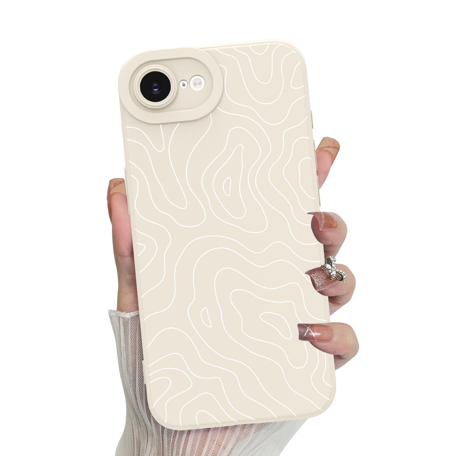 Foto 2 pulgar | Funda De Teléfono Mzelq Para Iphone 16e Silicone Wave Ripple White - Venta Internacional.