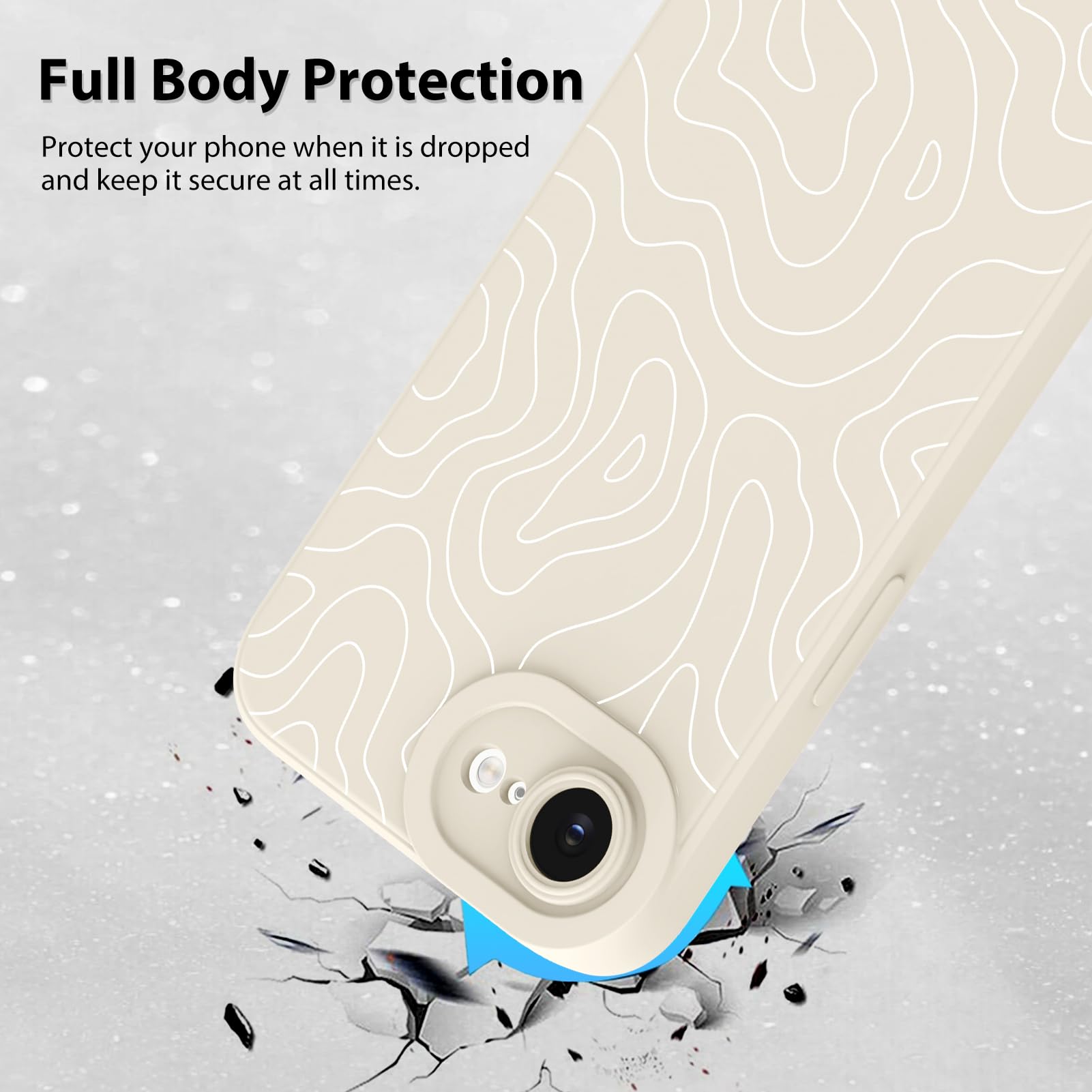 Foto 3 pulgar | Funda De Teléfono Mzelq Para Iphone 16e Silicone Wave Ripple White - Venta Internacional.