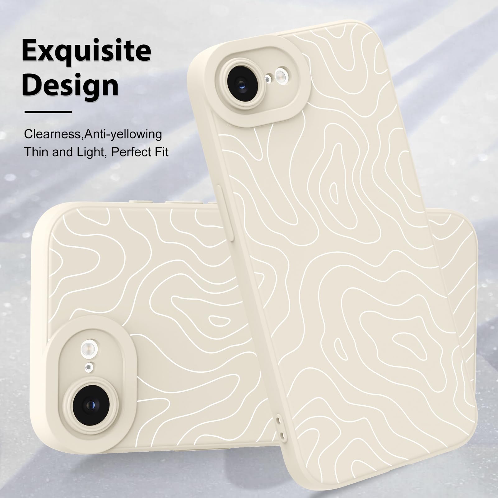 Foto 4 pulgar | Funda De Teléfono Mzelq Para Iphone 16e Silicone Wave Ripple White - Venta Internacional.