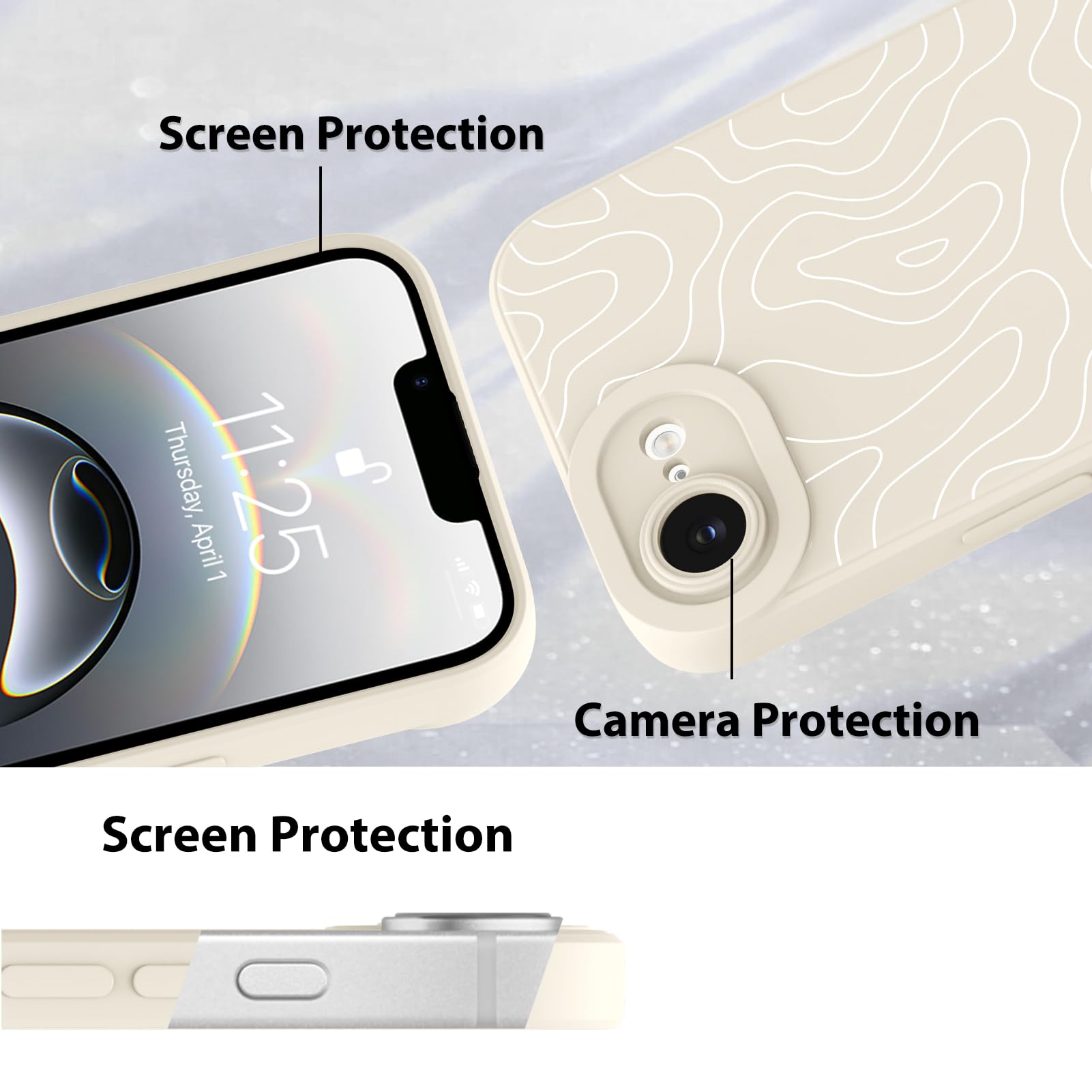 Foto 5 pulgar | Funda De Teléfono Mzelq Para Iphone 16e Silicone Wave Ripple White - Venta Internacional.