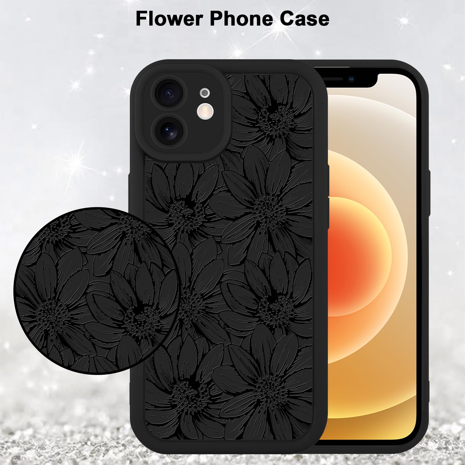 Foto 5 | Funda De Teléfono Mzelq Para Iphone 12 De Silicona Con Diseño Floral De Girasol - Venta Internacional.