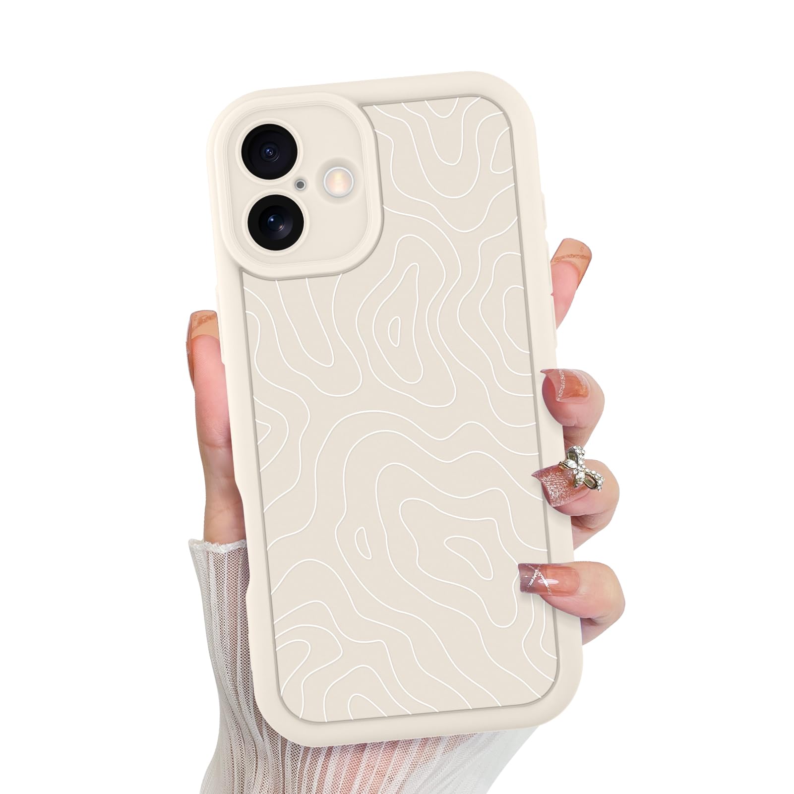 Funda De Teléfono Mzelq Para Iphone 16 Silicone Wave Ripple White - Venta Internacional.