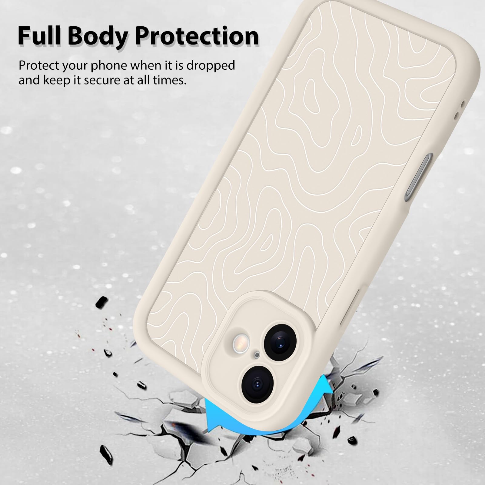 Foto 3 pulgar | Funda De Teléfono Mzelq Para Iphone 16 Silicone Wave Ripple White - Venta Internacional.