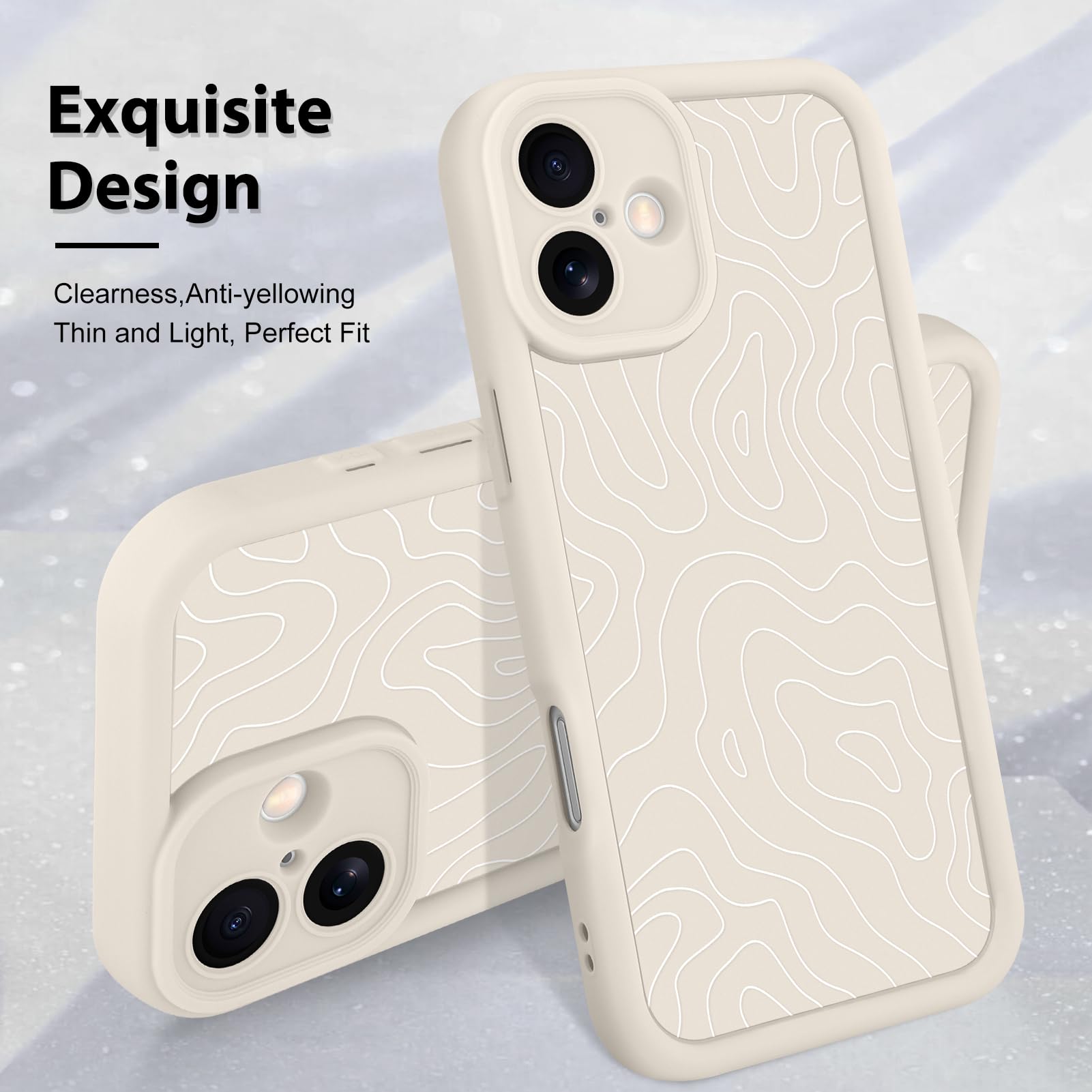 Foto 4 pulgar | Funda De Teléfono Mzelq Para Iphone 16 Silicone Wave Ripple White - Venta Internacional.