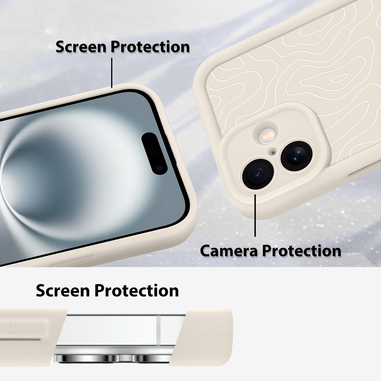 Foto 5 pulgar | Funda De Teléfono Mzelq Para Iphone 16 Silicone Wave Ripple White - Venta Internacional.