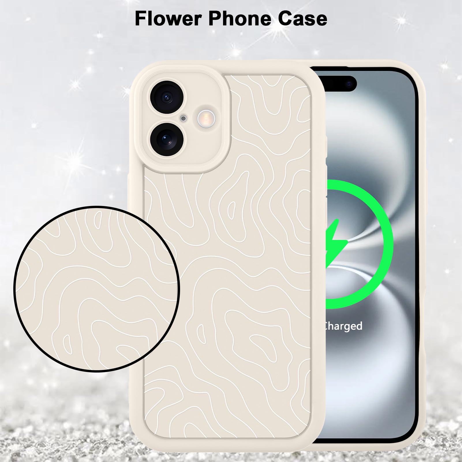 Foto 6 pulgar | Funda De Teléfono Mzelq Para Iphone 16 Silicone Wave Ripple White - Venta Internacional.