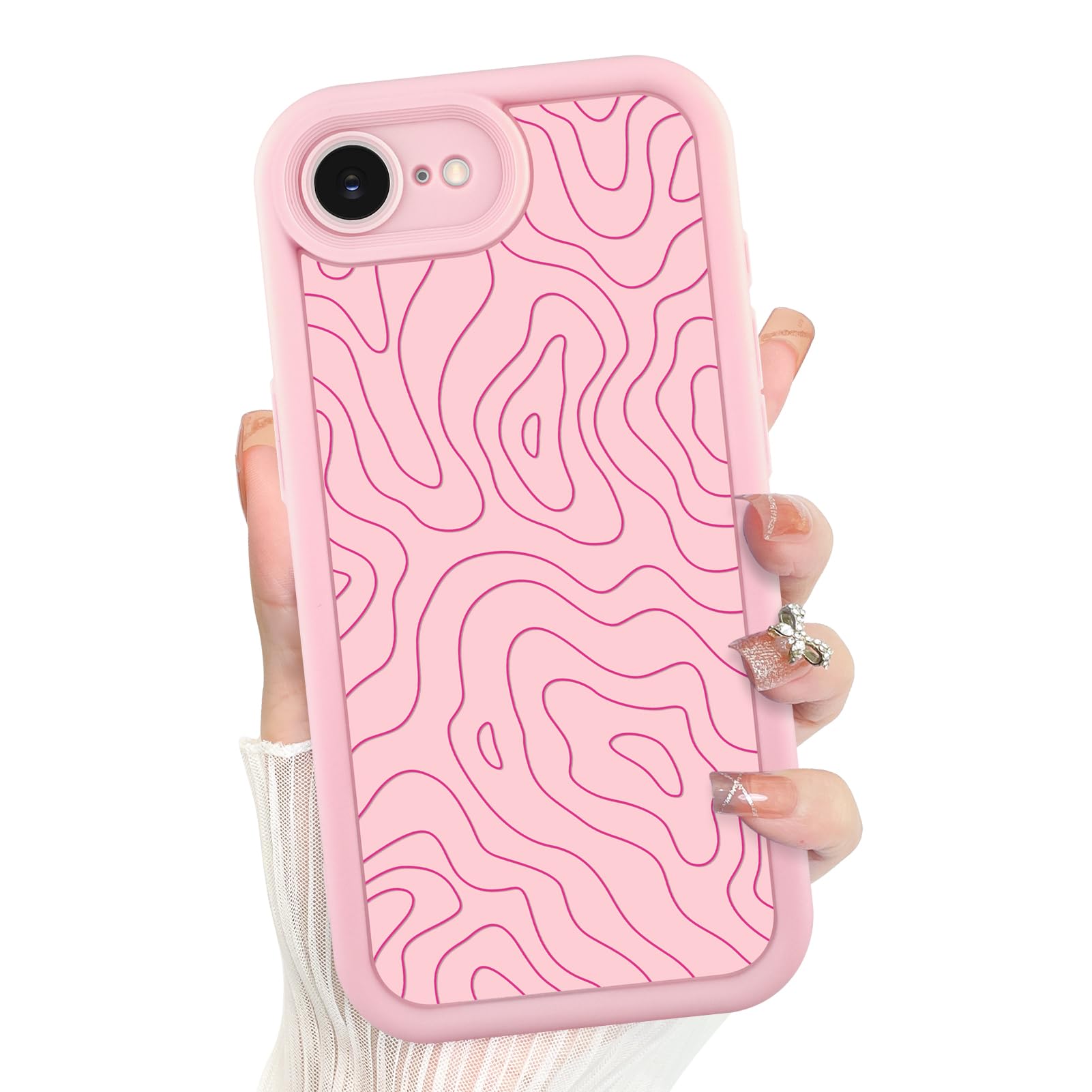 Foto 2 pulgar | Funda De Teléfono Mzelq Para Iphone 16e De Silicona A Prueba De Golpes, Color Rosa - Venta Internacional.