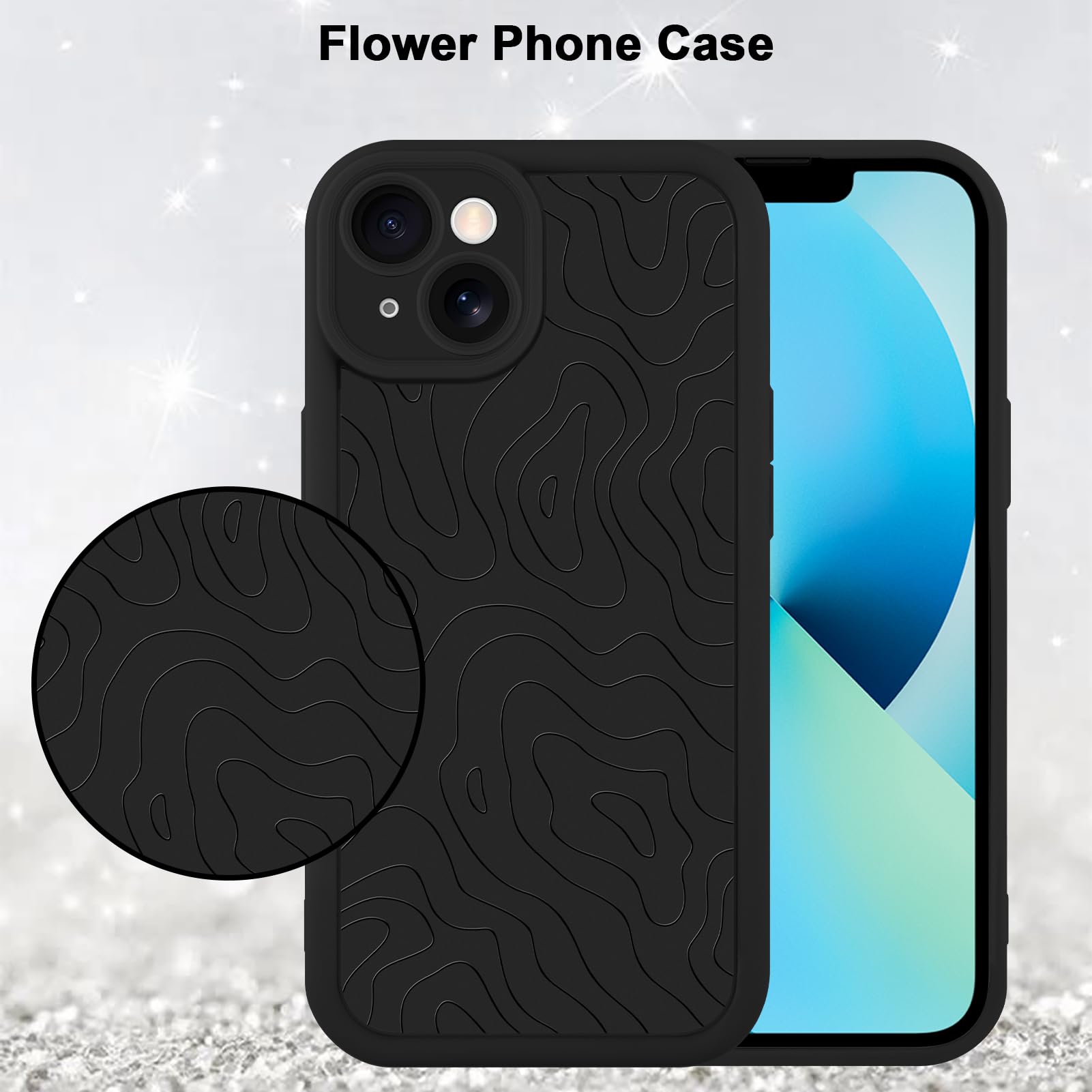 Foto 6 pulgar | Funda De Teléfono Mzelq Para Iphone 13 Silicone Wave Ripple - Negra - Venta Internacional.