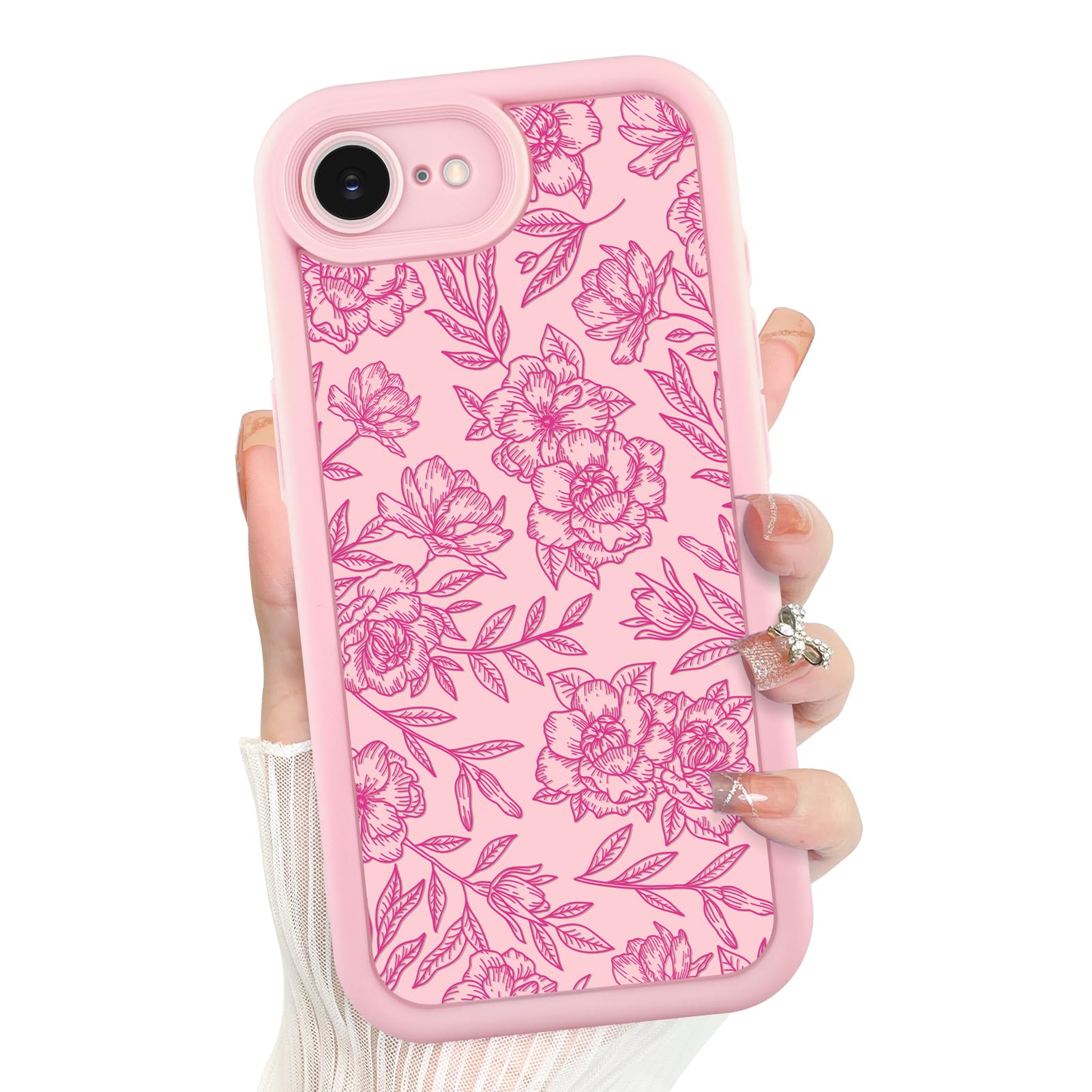 Foto 2 pulgar | Funda De Teléfono Mzelq Para Iphone 16e, Silicona, Rosa, Floral, Rosa - Venta Internacional.