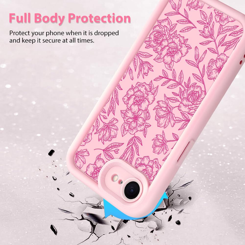 Foto 3 pulgar | Funda De Teléfono Mzelq Para Iphone 16e, Silicona, Rosa, Floral, Rosa - Venta Internacional.