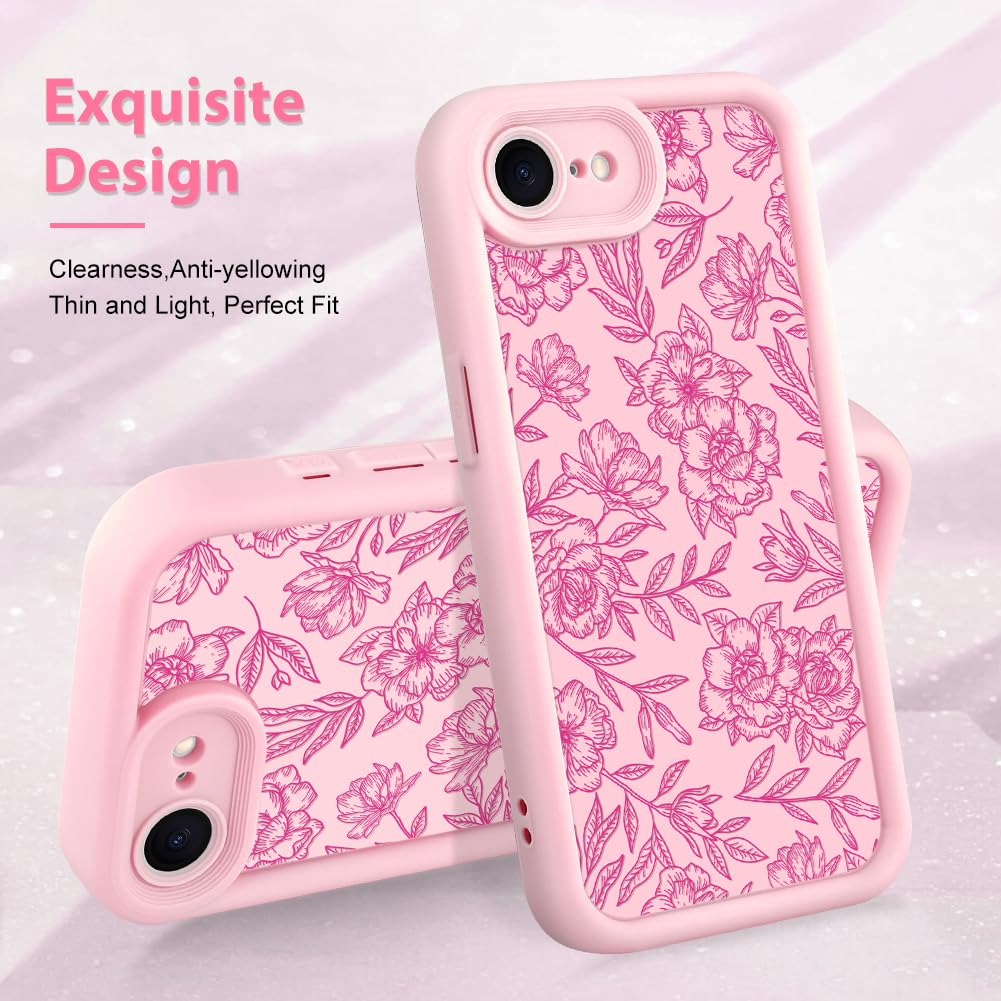 Foto 4 pulgar | Funda De Teléfono Mzelq Para Iphone 16e, Silicona, Rosa, Floral, Rosa - Venta Internacional.