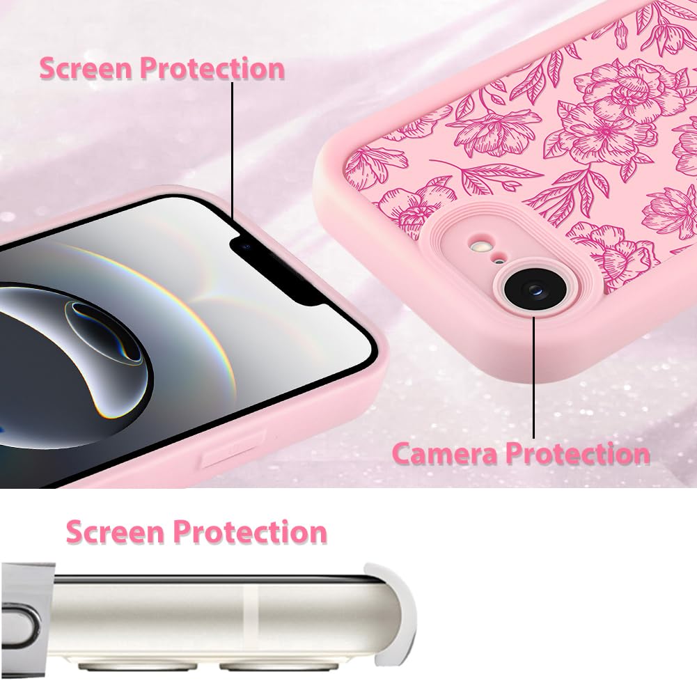 Foto 5 pulgar | Funda De Teléfono Mzelq Para Iphone 16e, Silicona, Rosa, Floral, Rosa - Venta Internacional.