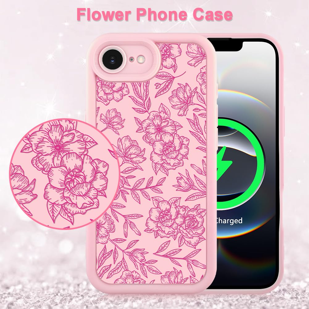 Foto 6 pulgar | Funda De Teléfono Mzelq Para Iphone 16e, Silicona, Rosa, Floral, Rosa - Venta Internacional.