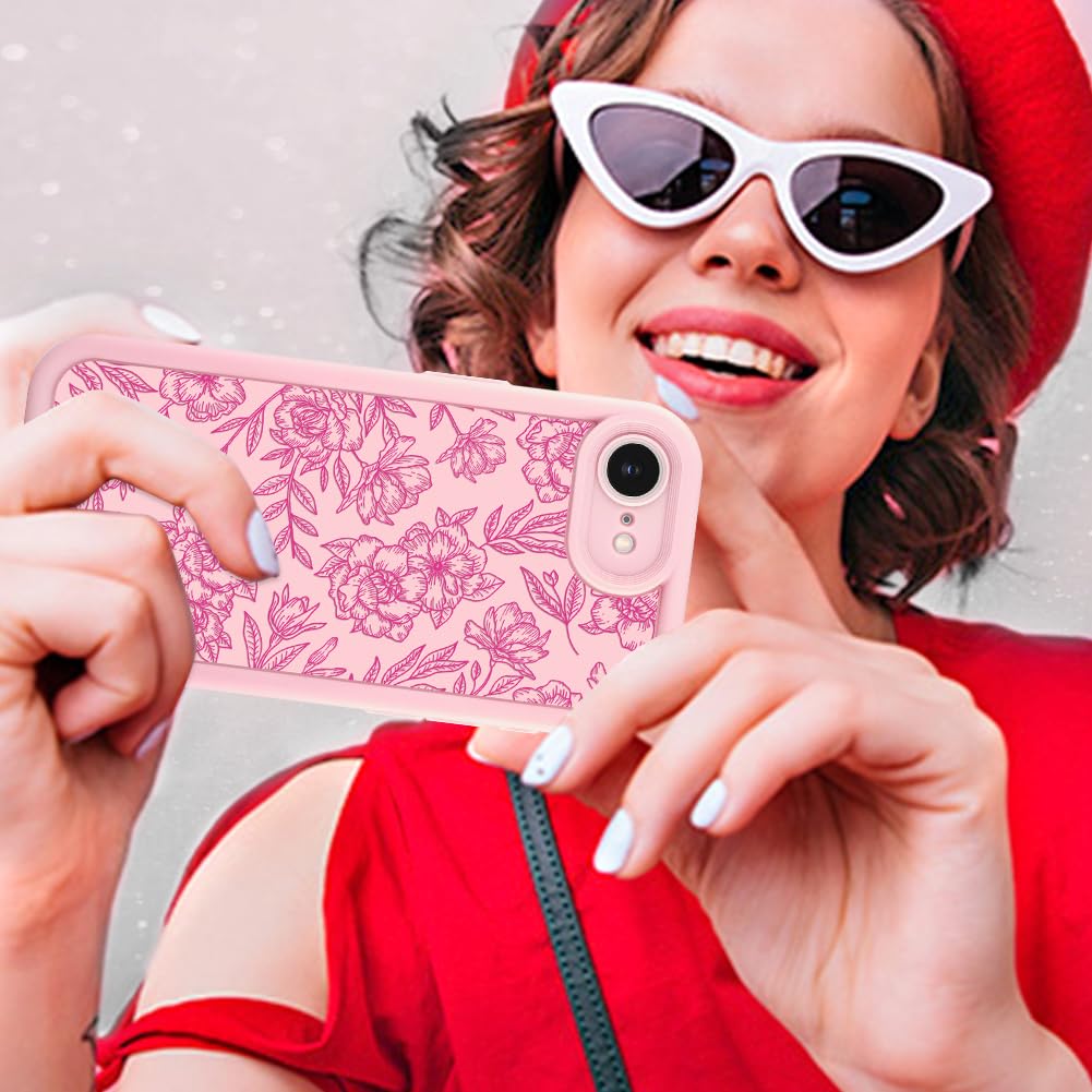 Foto 7 pulgar | Funda De Teléfono Mzelq Para Iphone 16e, Silicona, Rosa, Floral, Rosa - Venta Internacional.