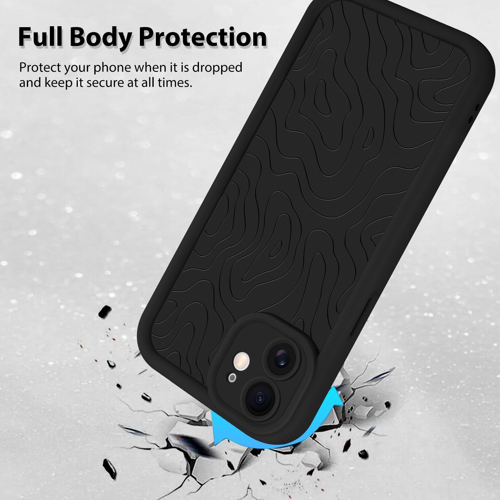 Foto 3 pulgar | Funda De Teléfono Mzelq Para Iphone 12 Silicone Wave Ripple Black - Venta Internacional.
