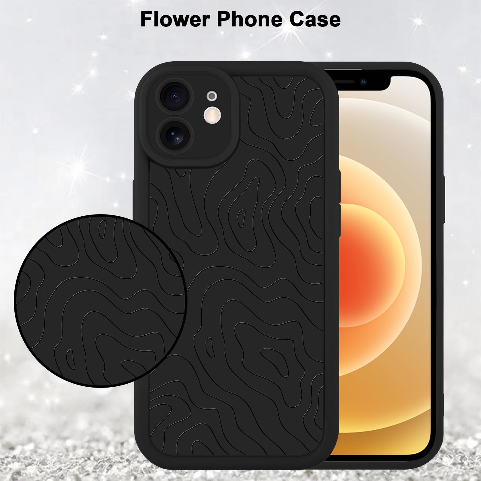 Foto 6 pulgar | Funda De Teléfono Mzelq Para Iphone 12 Silicone Wave Ripple Black - Venta Internacional.