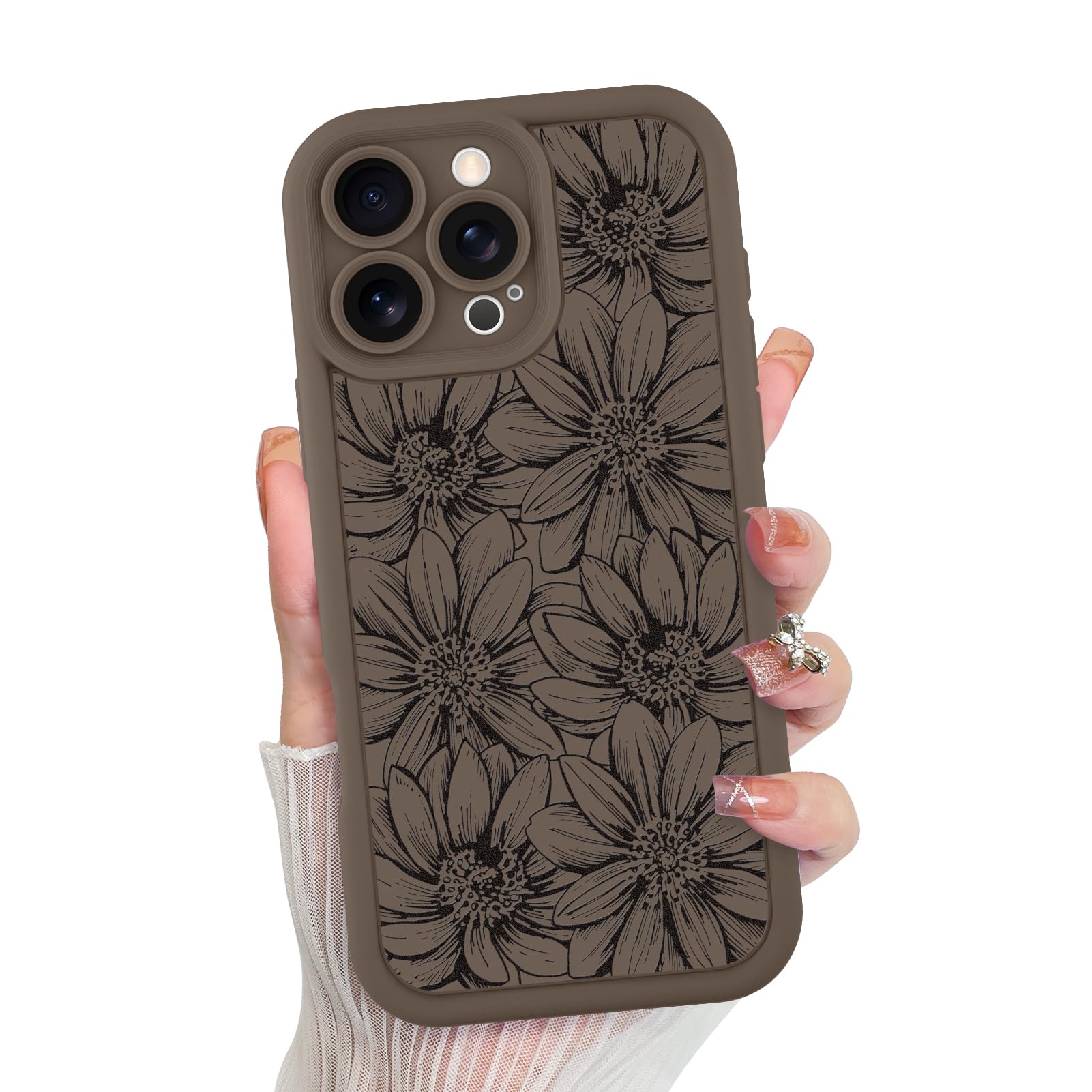 Foto 2 pulgar | Funda De Teléfono Mzelq Para Iphone 16 Pro Max De Silicona, Color Marrón Girasol - Venta Internacional.
