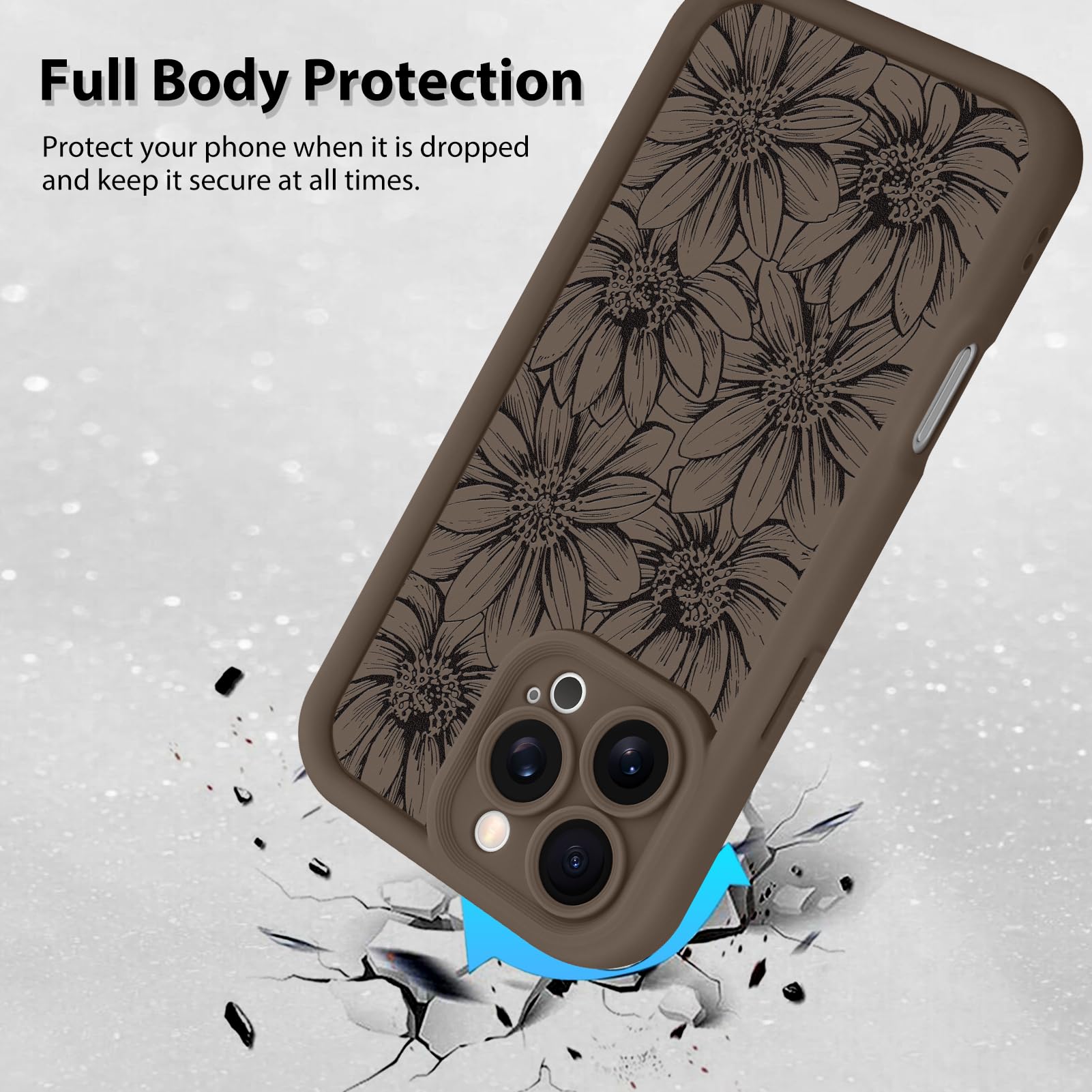 Foto 3 pulgar | Funda De Teléfono Mzelq Para Iphone 16 Pro Max De Silicona, Color Marrón Girasol - Venta Internacional.