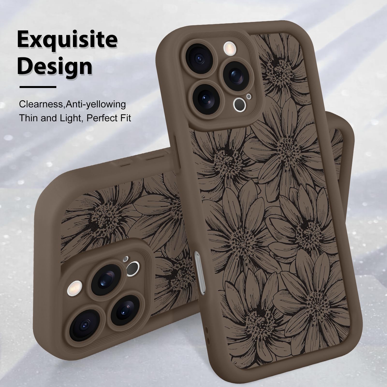 Foto 4 pulgar | Funda De Teléfono Mzelq Para Iphone 16 Pro Max De Silicona, Color Marrón Girasol - Venta Internacional.