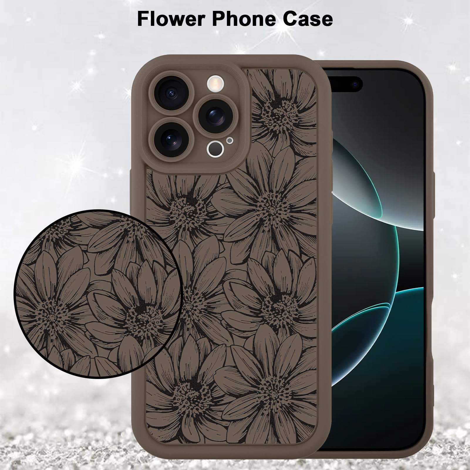Foto 6 pulgar | Funda De Teléfono Mzelq Para Iphone 16 Pro Max De Silicona, Color Marrón Girasol - Venta Internacional.