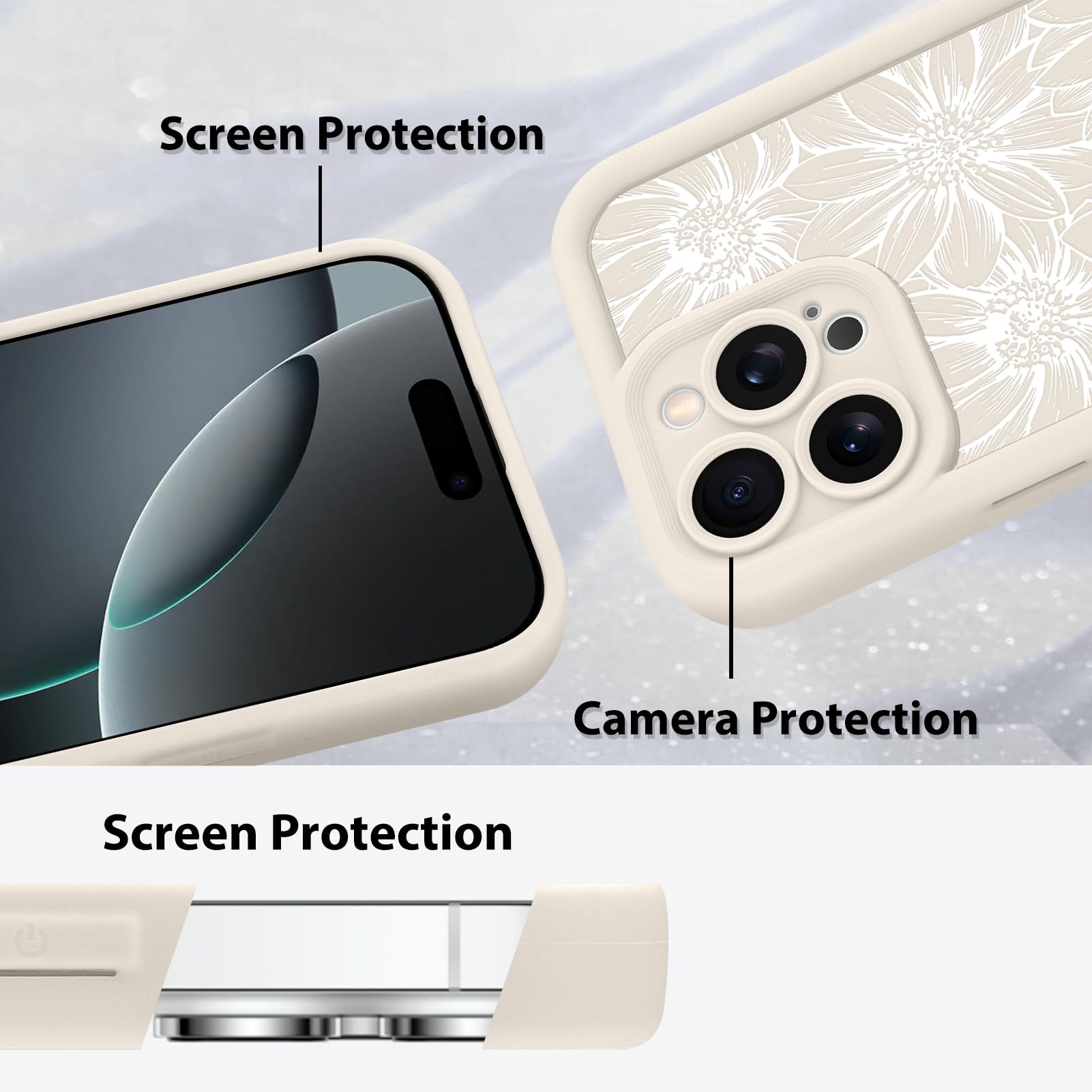 Foto 5 pulgar | Funda De Teléfono Mzelq Para Iphone 16 Pro Max Silicone Sunflower - Venta Internacional.