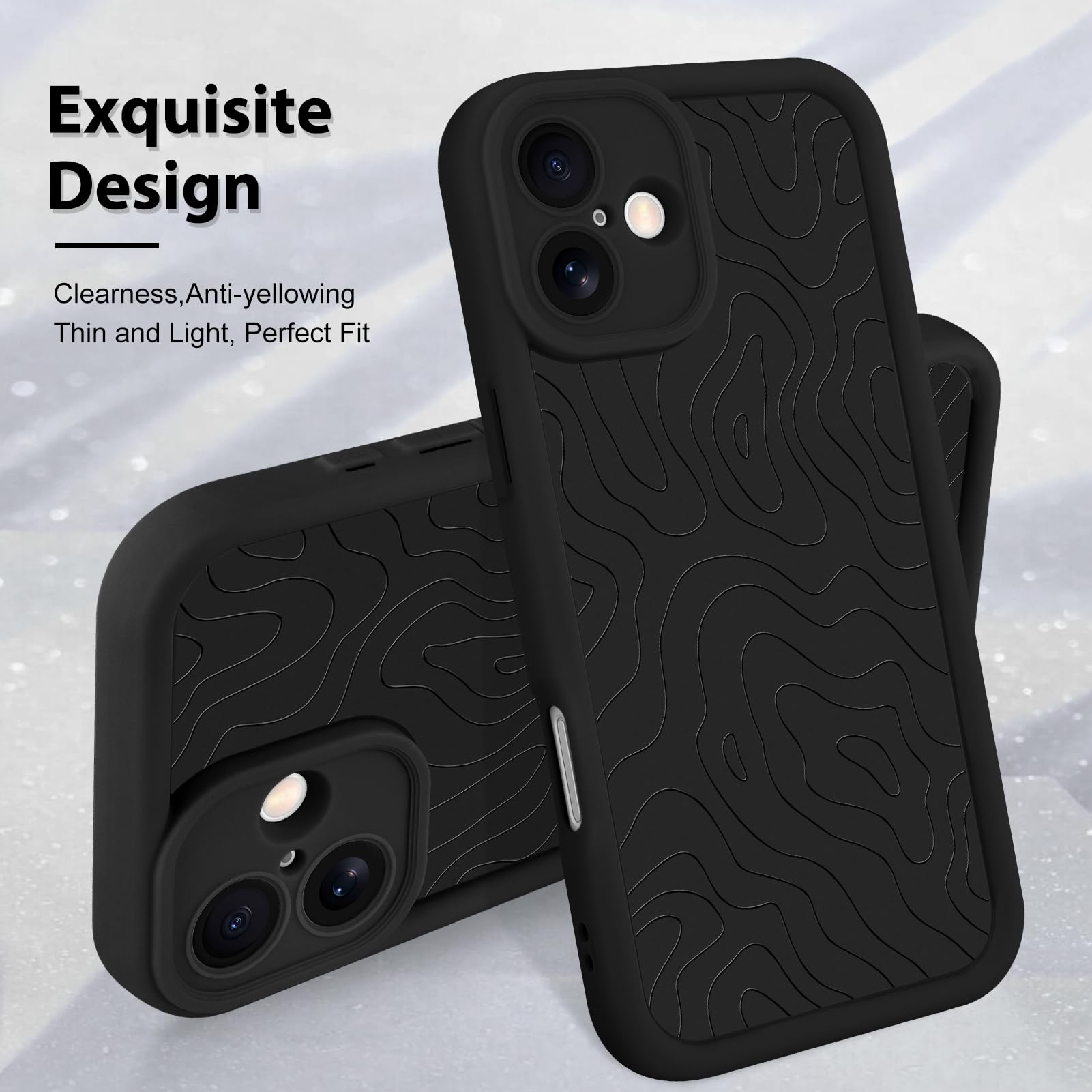 Foto 4 pulgar | Funda De Teléfono Mzelq Para Iphone 16 Plus De Silicona A Prueba De Golpes, Negra - Venta Internacional.
