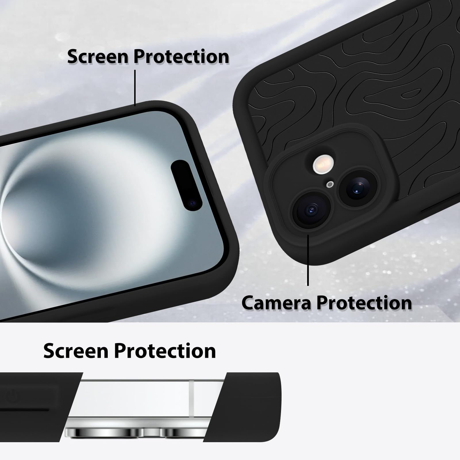 Foto 5 pulgar | Funda De Teléfono Mzelq Para Iphone 16 Plus De Silicona A Prueba De Golpes, Negra - Venta Internacional.