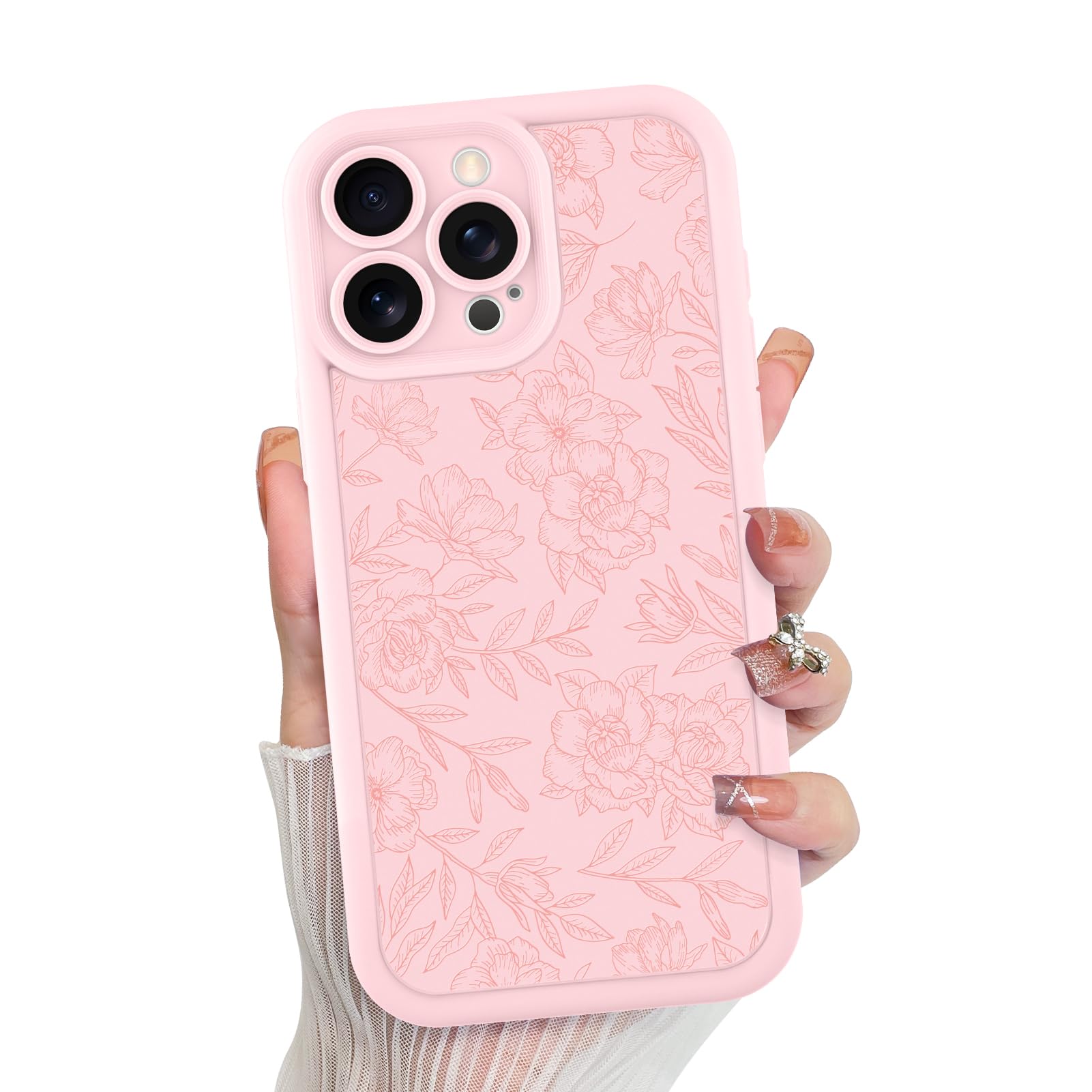 Foto 2 pulgar | Funda De Teléfono Mzelq Para Iphone 15 Pro Max De Silicona Con Estampado Floral Rosa - Venta Internacional.