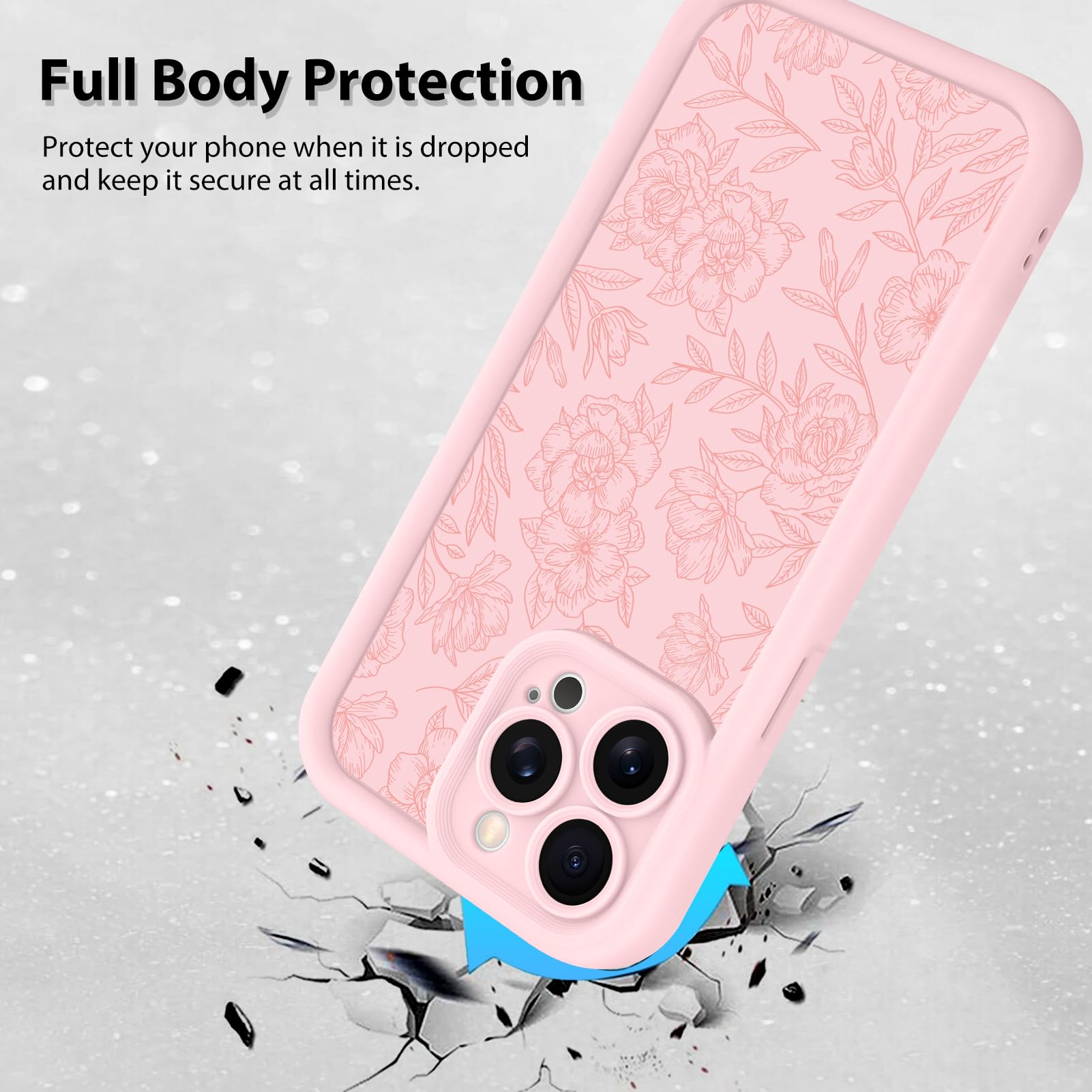 Foto 3 pulgar | Funda De Teléfono Mzelq Para Iphone 15 Pro Max De Silicona Con Estampado Floral Rosa - Venta Internacional.